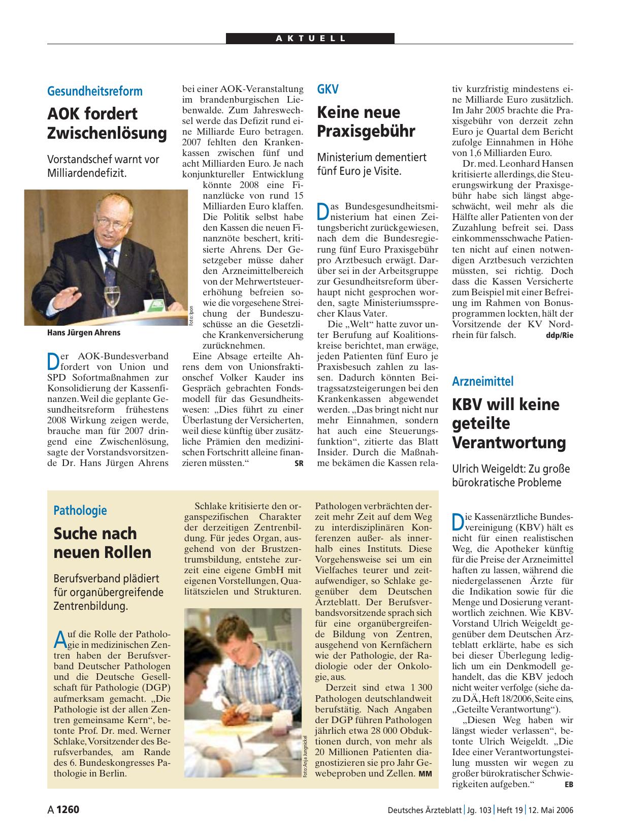 Vorschauseite 1: Pathologie: Suche nach neuen Rollen