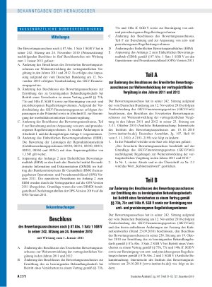 Vorschauseite 1: Beschluss des Bewertungsausschusses nach § 87 Abs. 1 Satz 1 SGB V in seiner 242. Sitzung am 24. November 2010