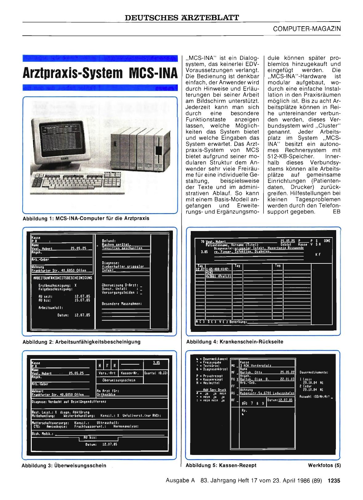 Vorschauseite 1: Arztpraxis-System MCS-INA