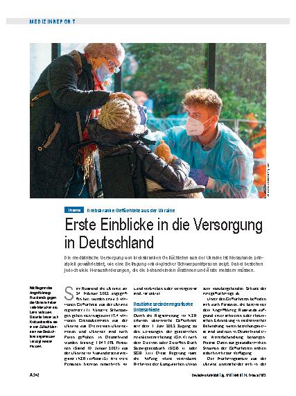 Vorschauseite 1: Krebskranke Geflüchtete aus der Ukraine: Erste Einblicke in die Versorgung in Deutschland
