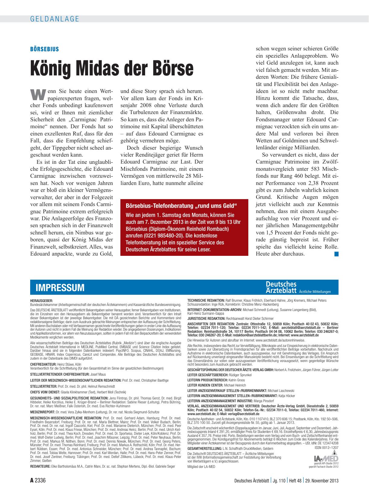 Vorschauseite 1: Börsebius: König Midas der Börse