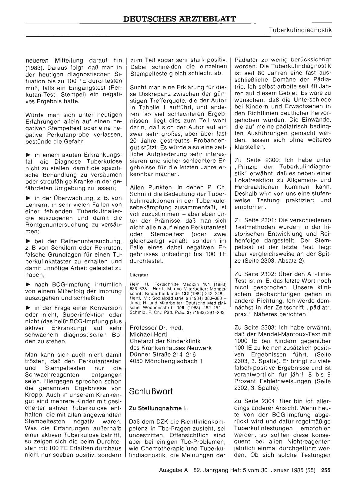 Vorschauseite 1: Aktuelle Tuberkulindiagnostik: Schlußwort