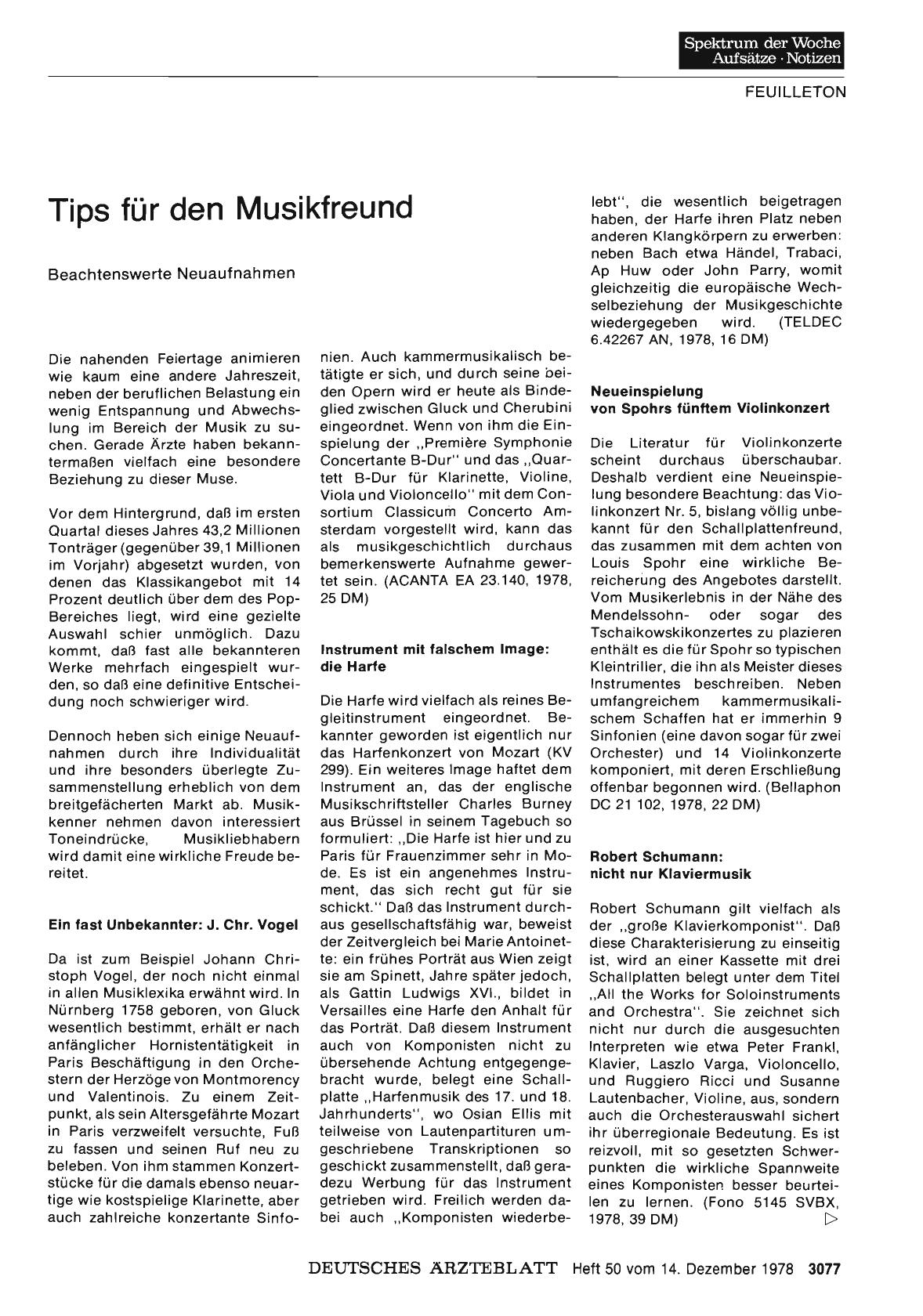 Vorschauseite 1: Tips für den Musikfreund: Beachtenswerte Neuaufnahmen