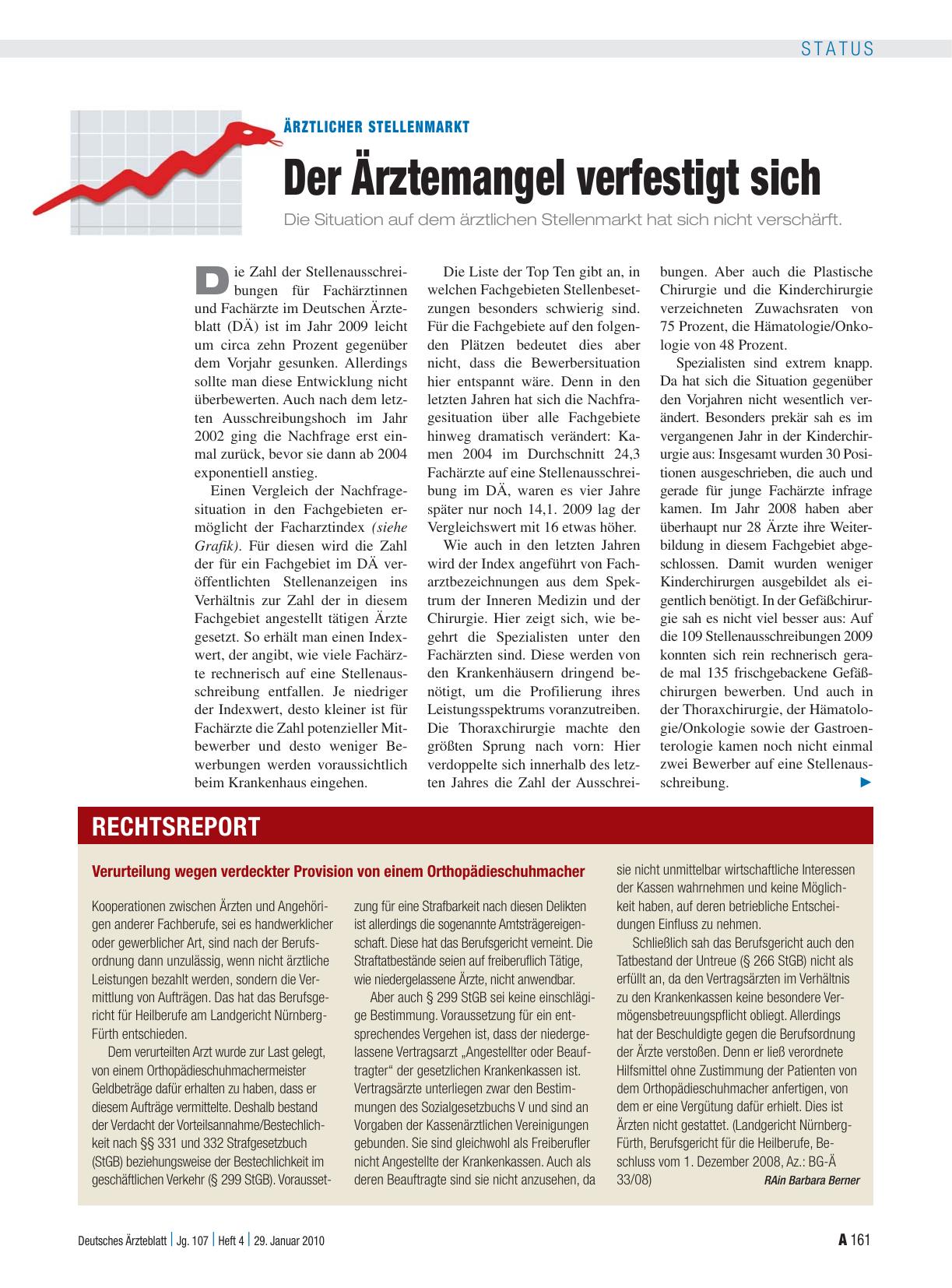 Vorschauseite 1: Ärztlicher Stellenmarkt: Der Ärztemangel verfestigt sich