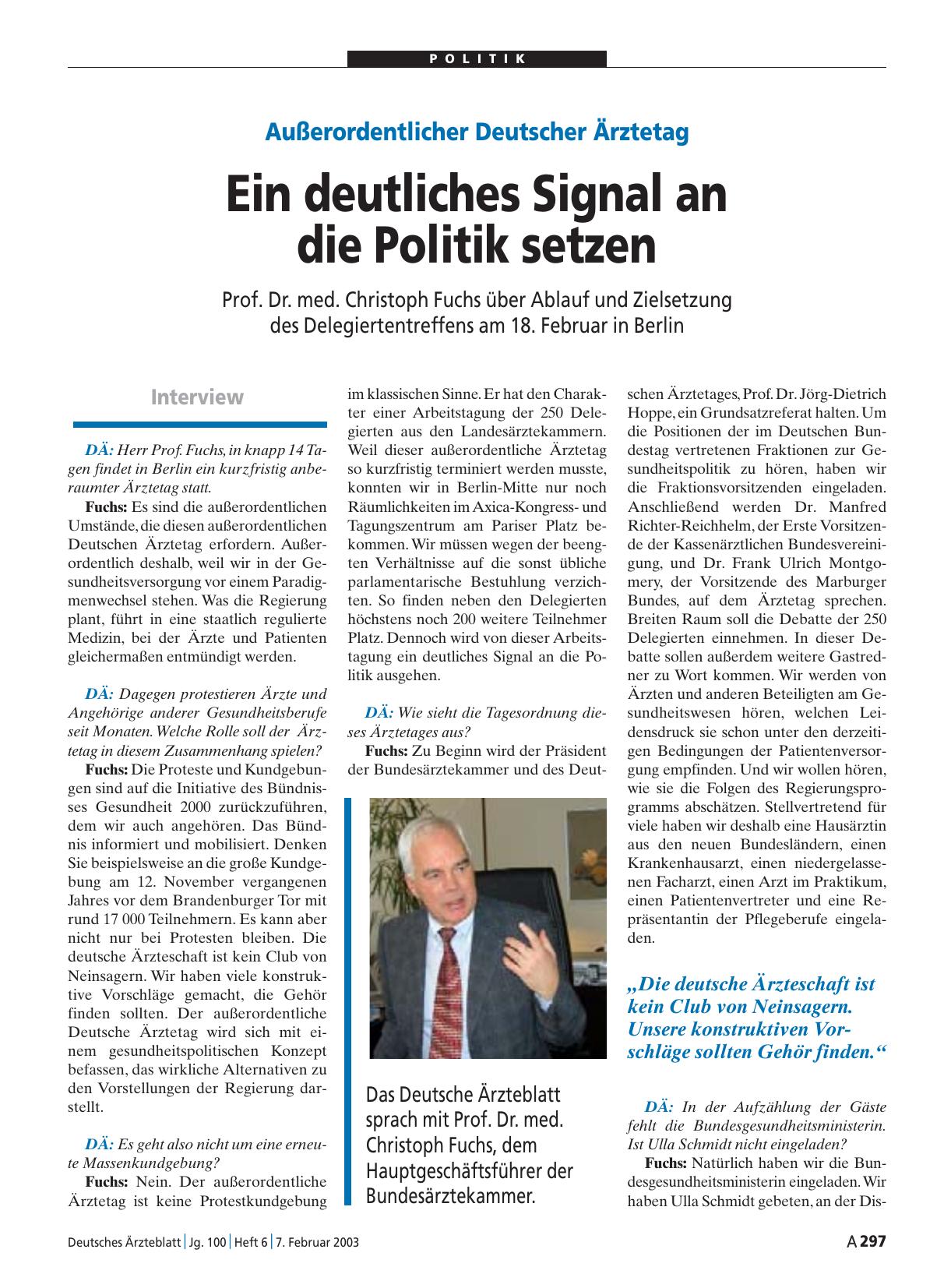Vorschauseite 1: Außerordentlicher Deutscher Ärztetag: Ein deutliches Signal an die Politik setzen
