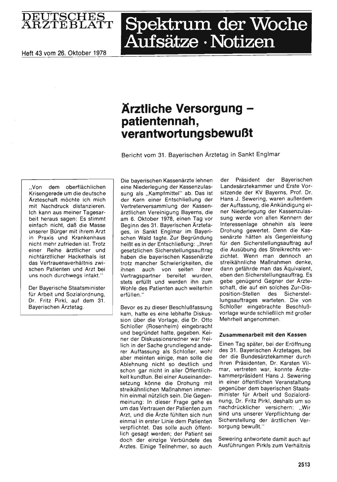 Vorschauseite 1: Ärztliche Versorgung patientennah, verantwortungsbewußt: Bericht vom 31. Bayerischen Ärztetag in Sankt Englmar