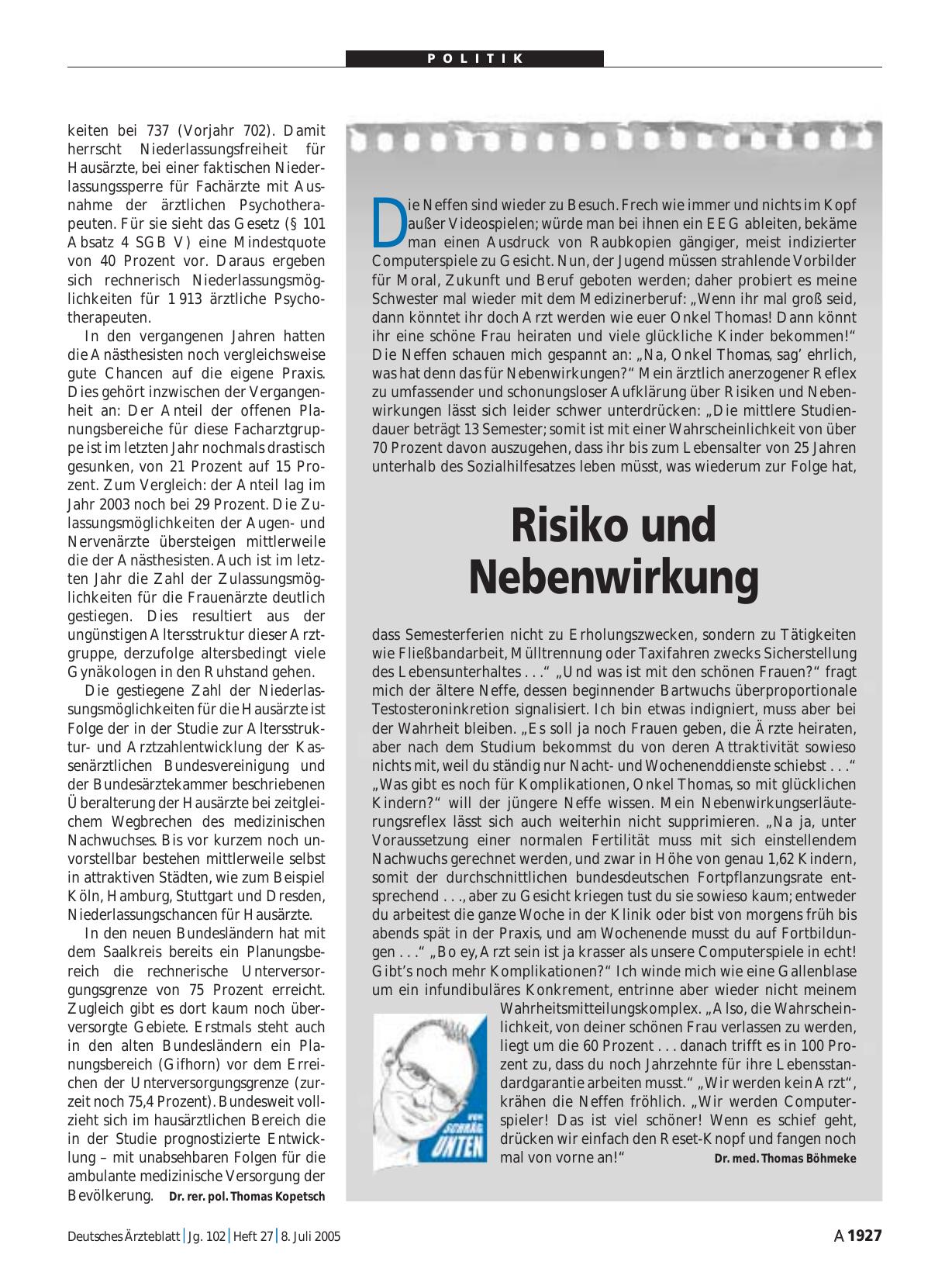 Vorschauseite 1: Risiko und Nebenwirkung