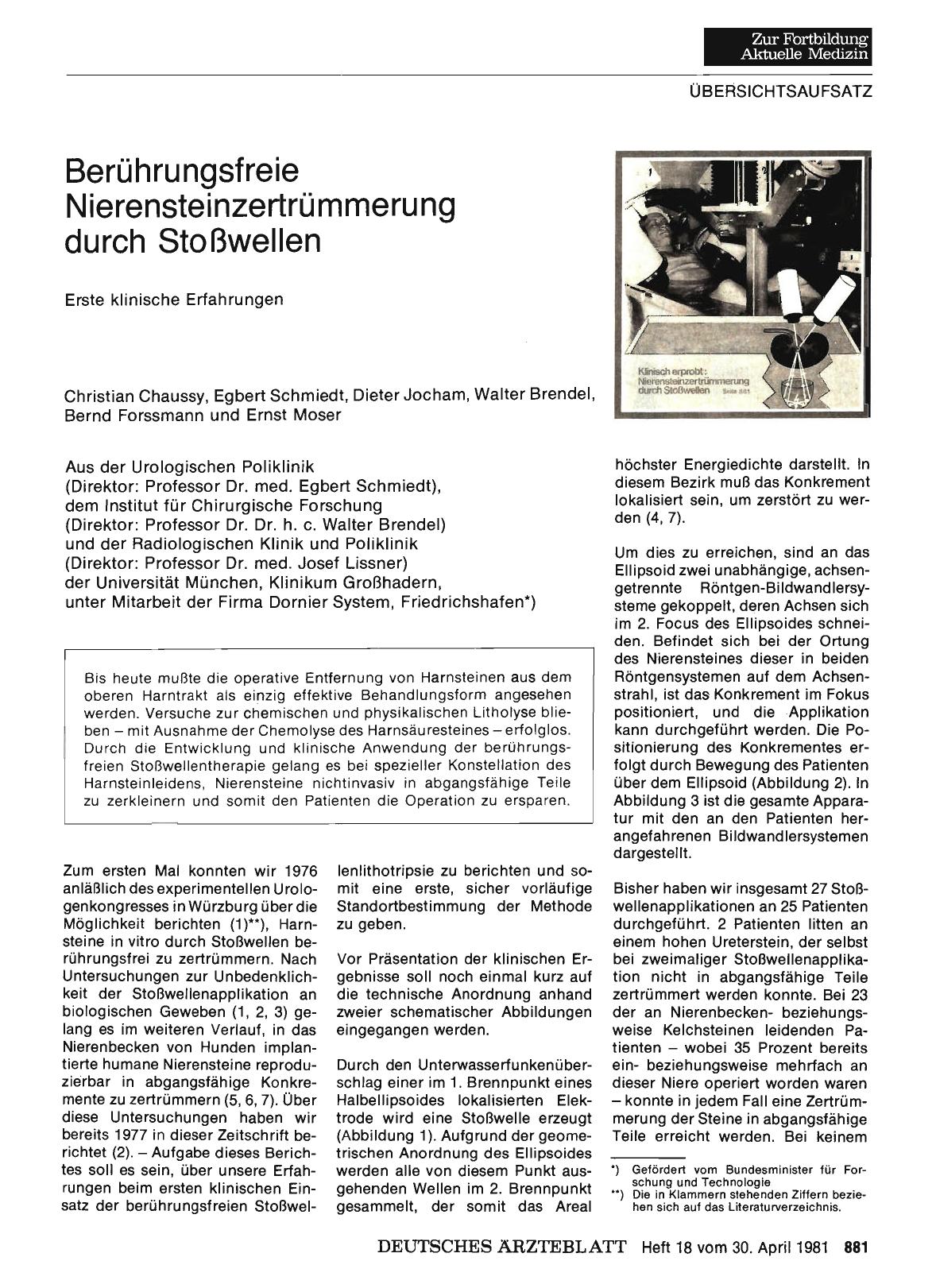 Vorschauseite 1: Berührungsfreie Nierensteinzertrümmerung durch Stoßwellen