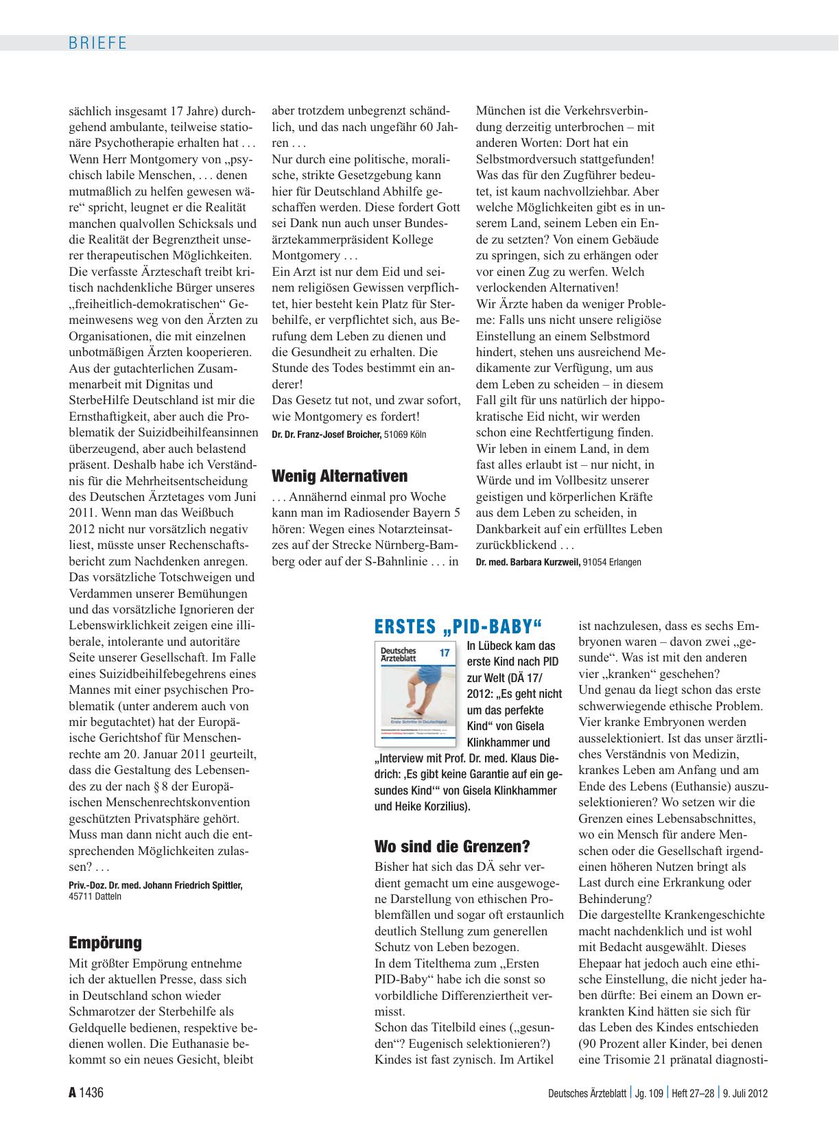 Vorschauseite 1: Sterbehilfe: Wenig Alternativen