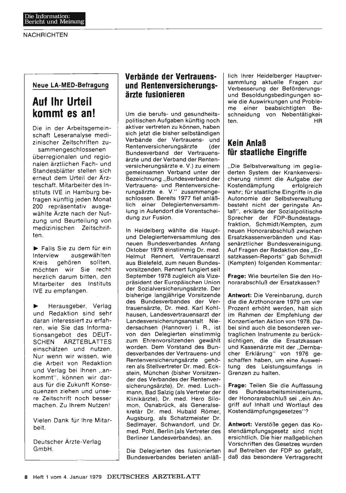 Vorschauseite 1: Neue LA·MED-Befragung: Auf Ihr Urteil kommt es an!