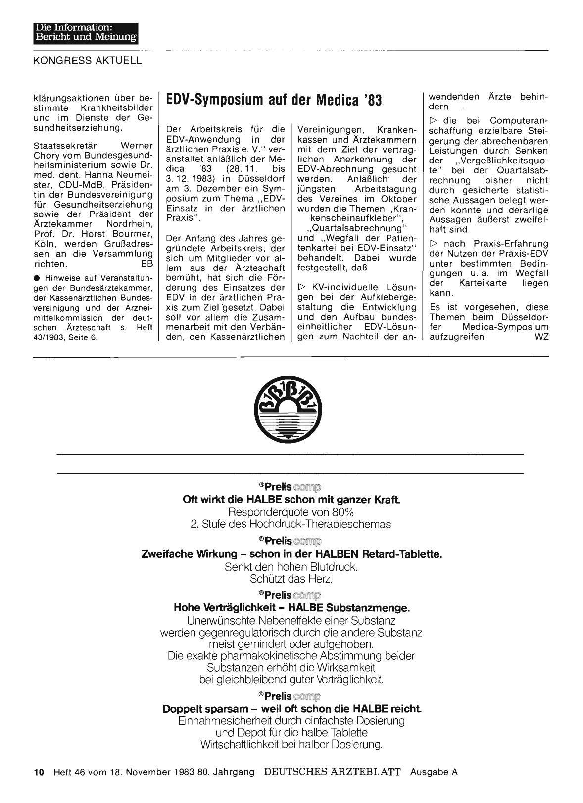 Vorschauseite 1: EDV-Symposium auf der Medica '83