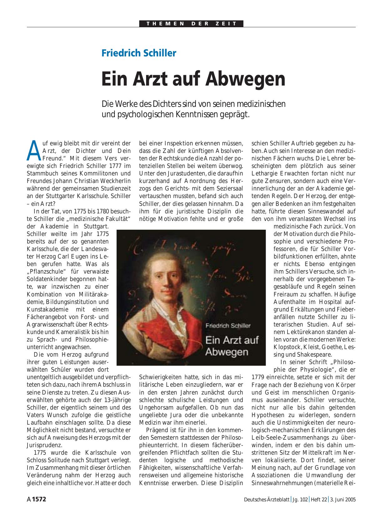 Vorschauseite 1: Friedrich Schiller: Ein Arzt auf Abwegen