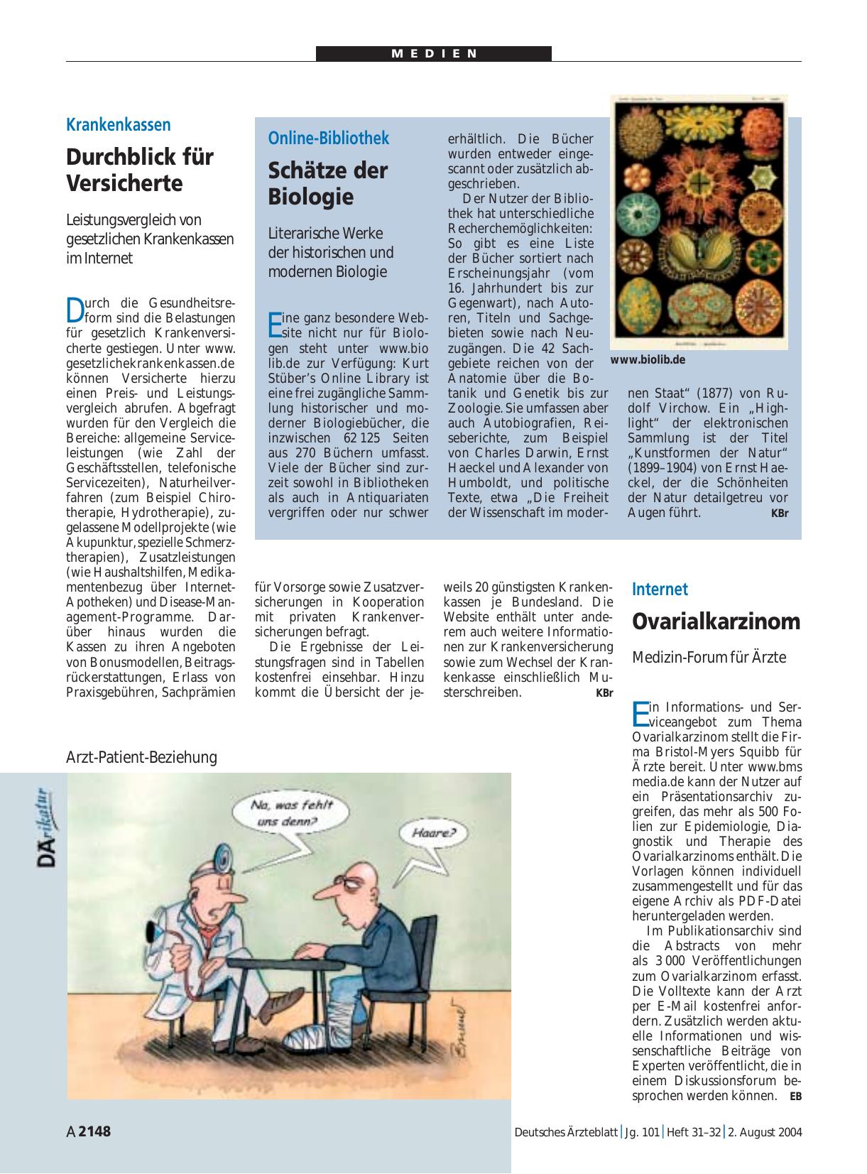Vorschauseite 1: Online-Bibliothek: Schätze der Biologie