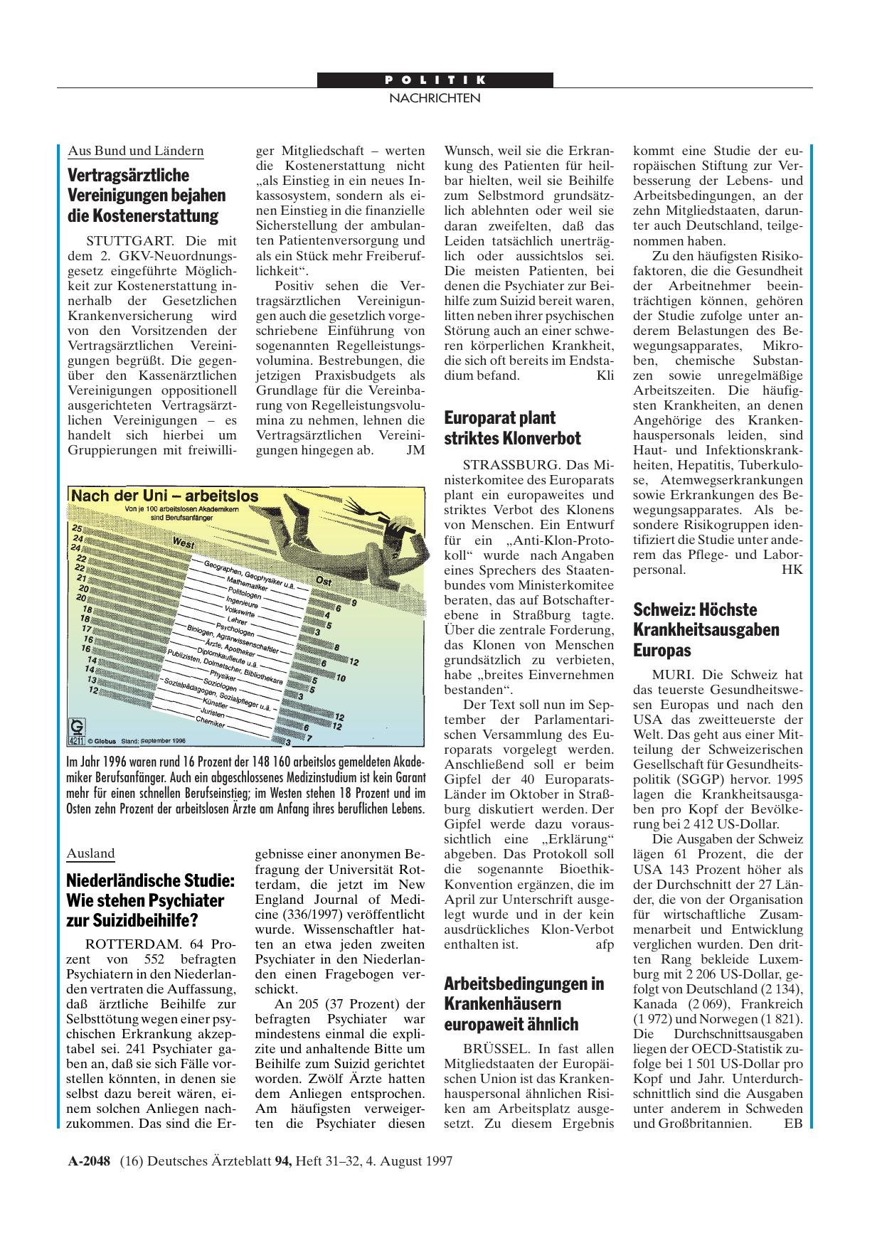 Vorschauseite 1: Europarat plant striktes Klonverbot