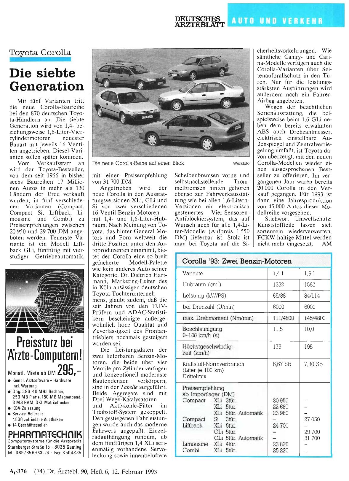 Vorschauseite 1: Toyota Corolla: Die siebte Generation