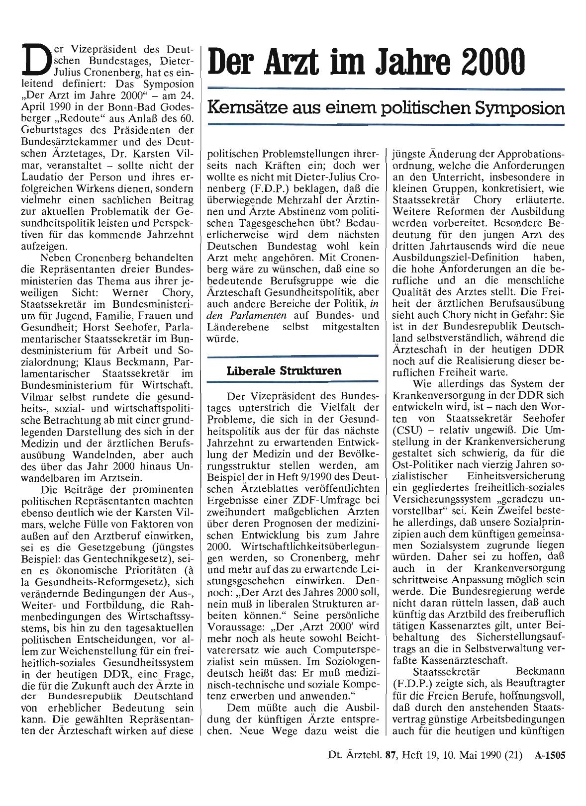 Vorschauseite 1: Der Arzt im Jahre 2000