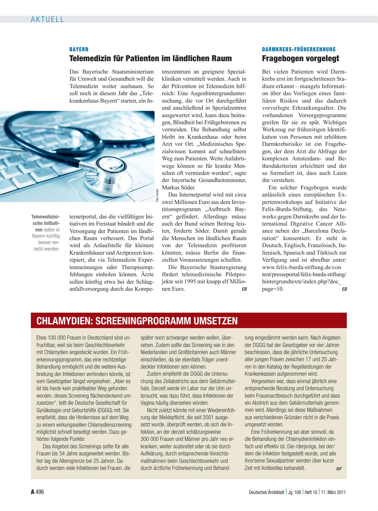 Vorschauseite 1: Chlamydien: Screeningprogramm umsetzen
