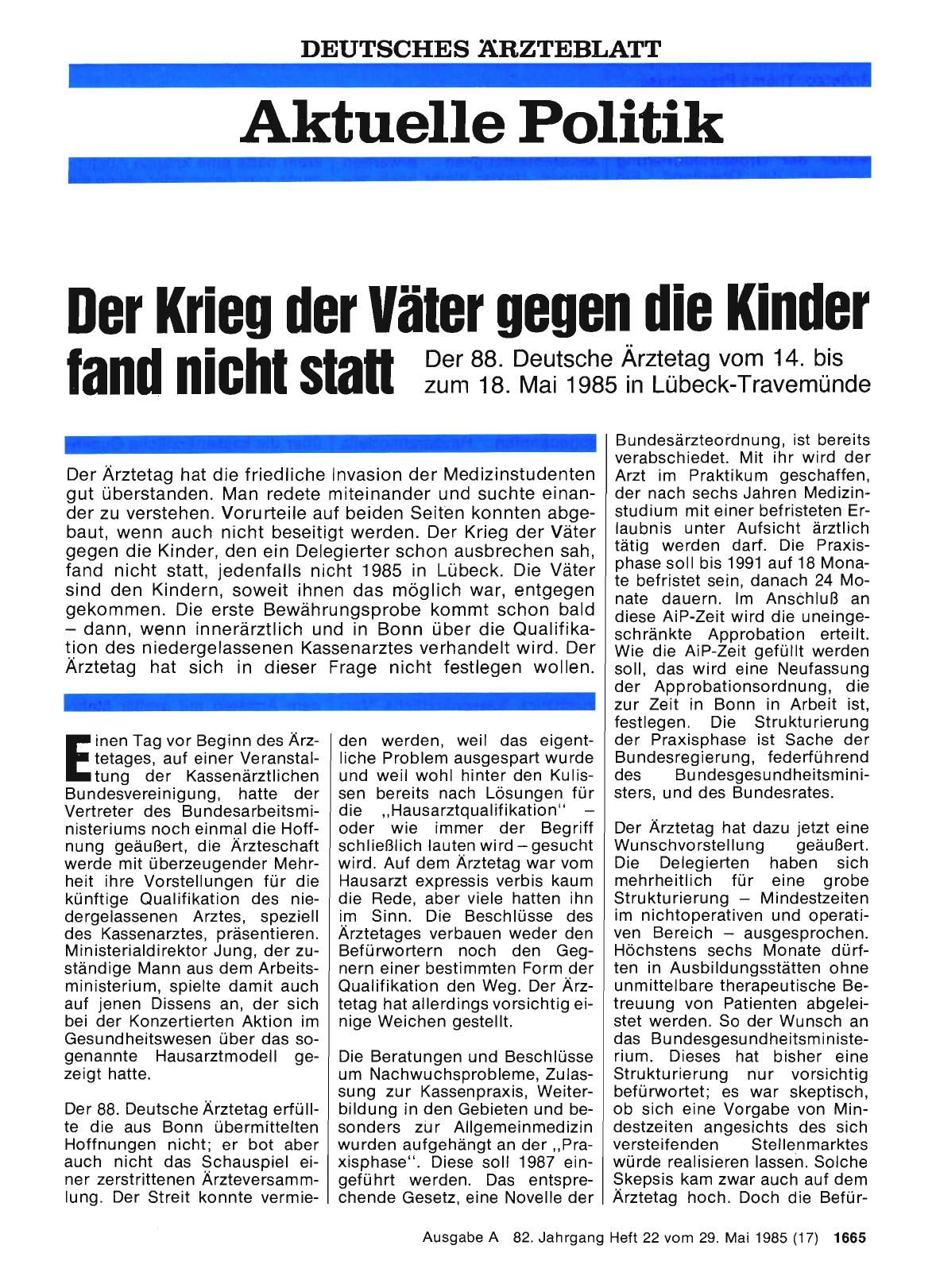 Vorschauseite 1: Der Krieg der Väter gegen die Kinder fand nicht statt