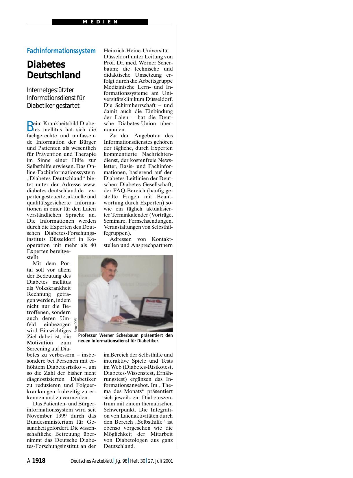 Vorschauseite 1: Fachinformationssystem: Diabetes Deutschland