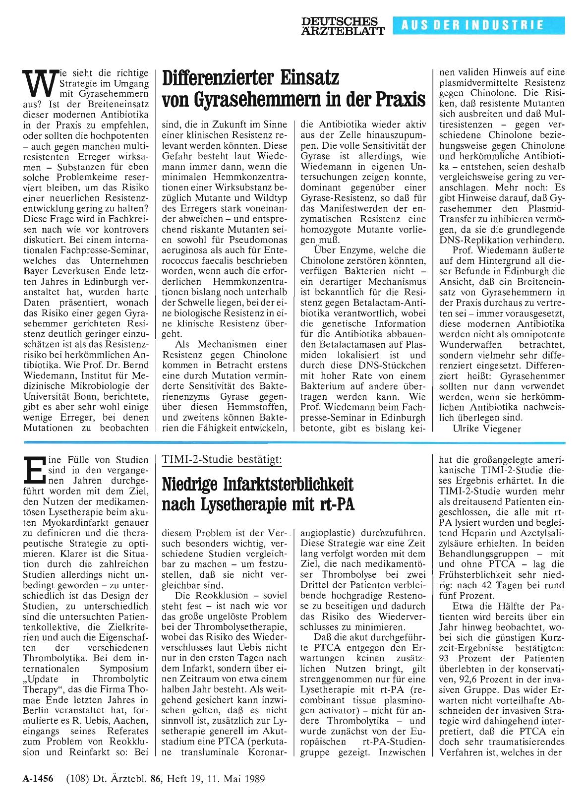 Vorschauseite 1: TIMI-2-Studie bestätigt: Niedrige Infarktsterblichkeit nach Lysetherapie mit rt-PA