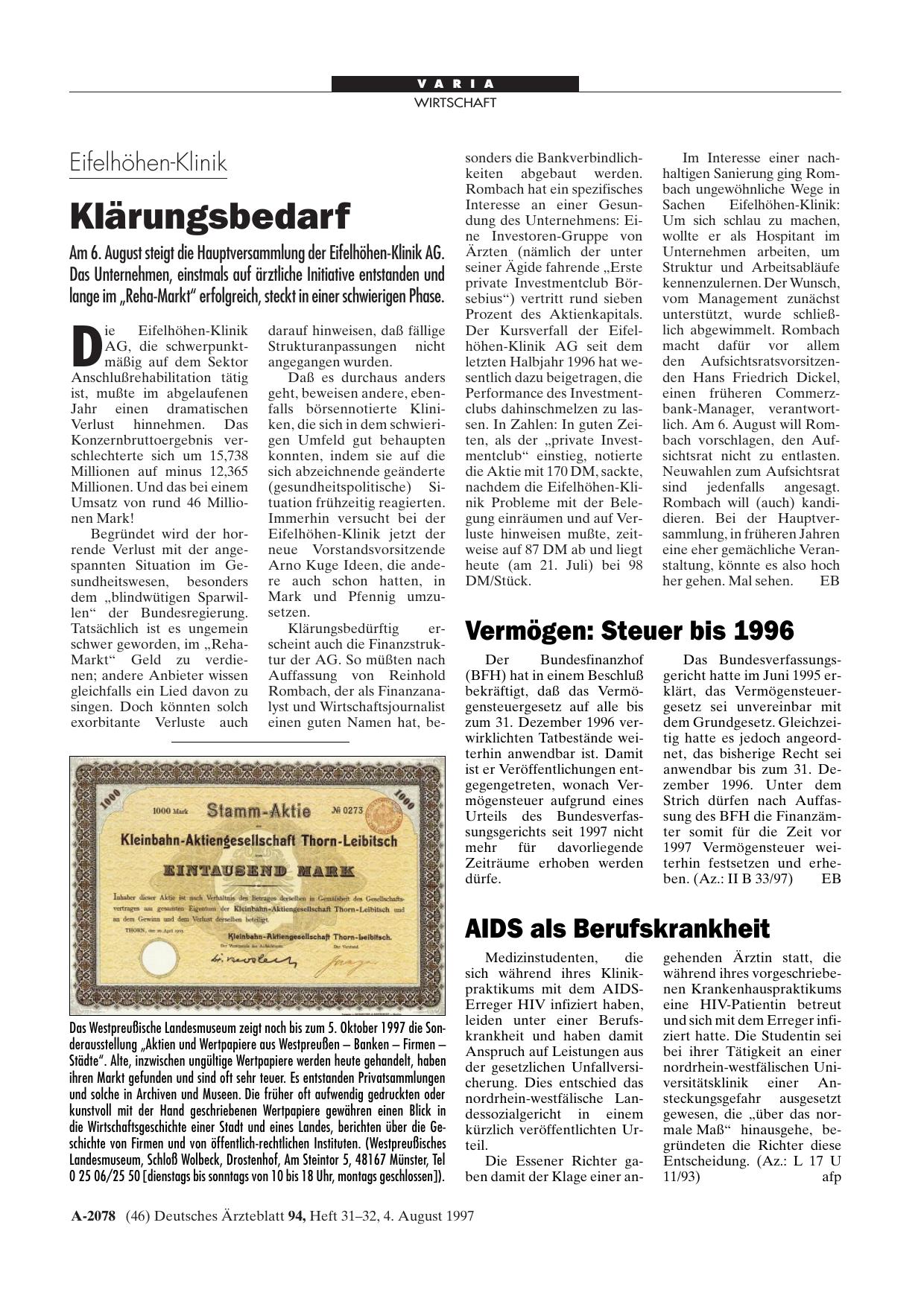 Vorschauseite 1: Vermögen: Steuer bis 1996