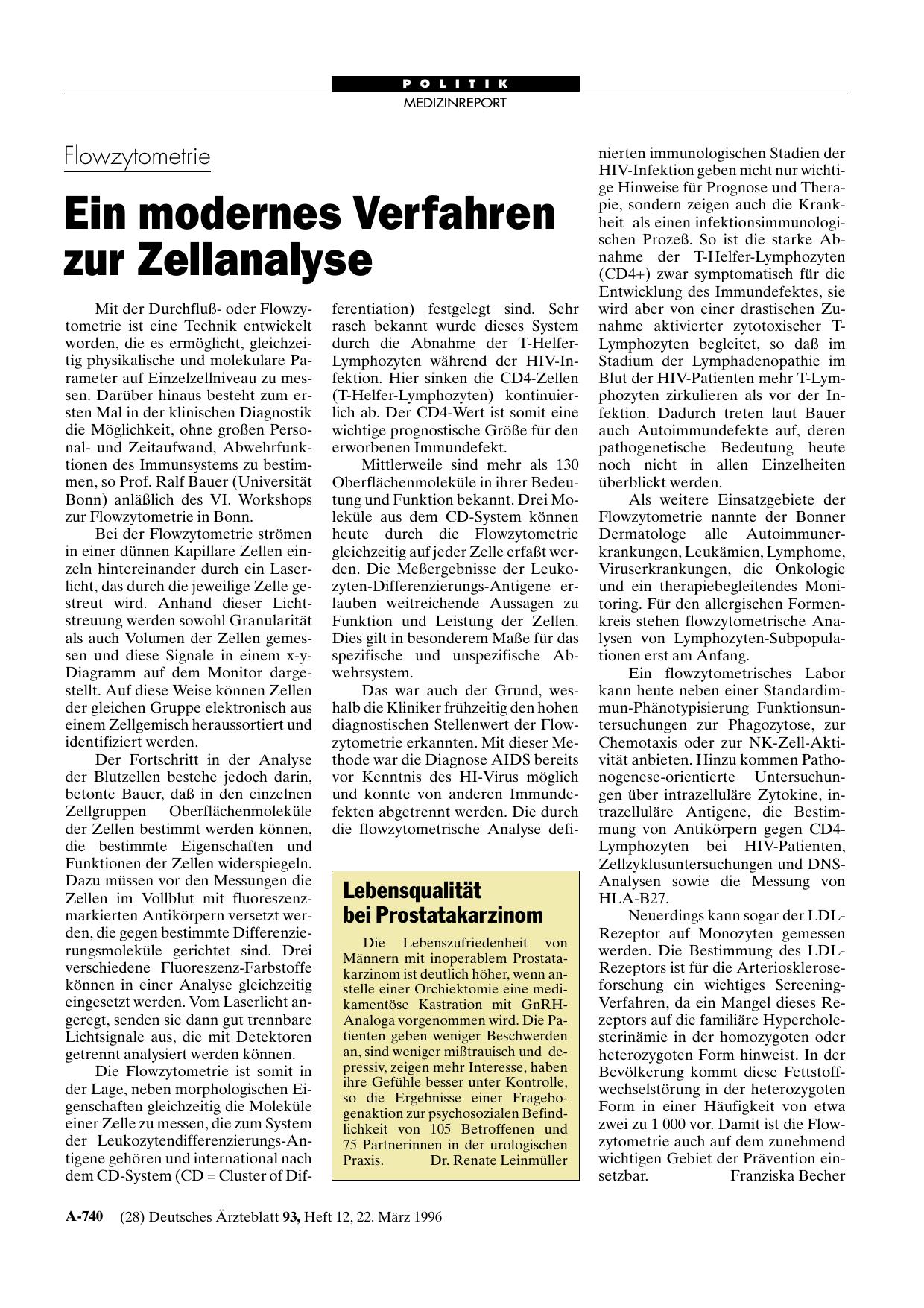 Vorschauseite 1: Lebensqualität bei Prostatakarzinom