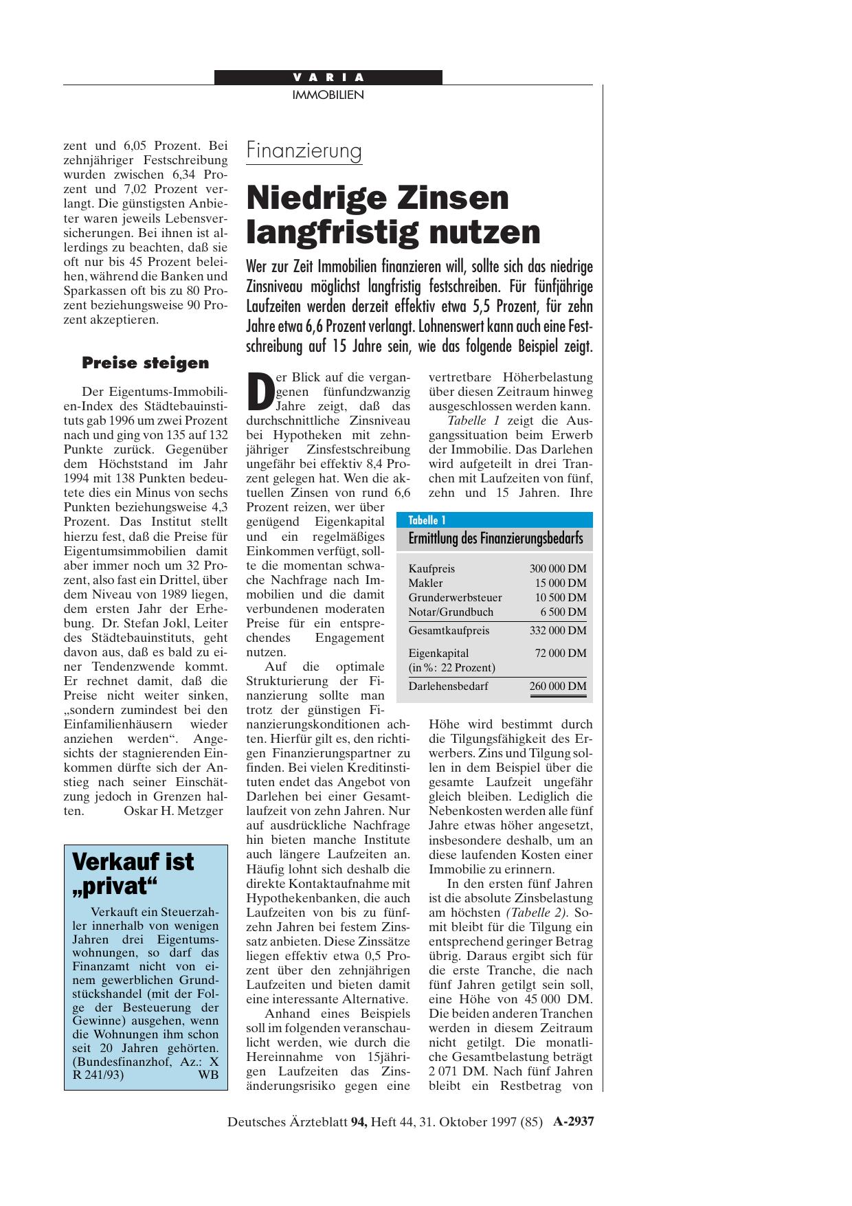 Vorschauseite 1: Finanzierung: Niedrige Zinsen langfristig nutzen