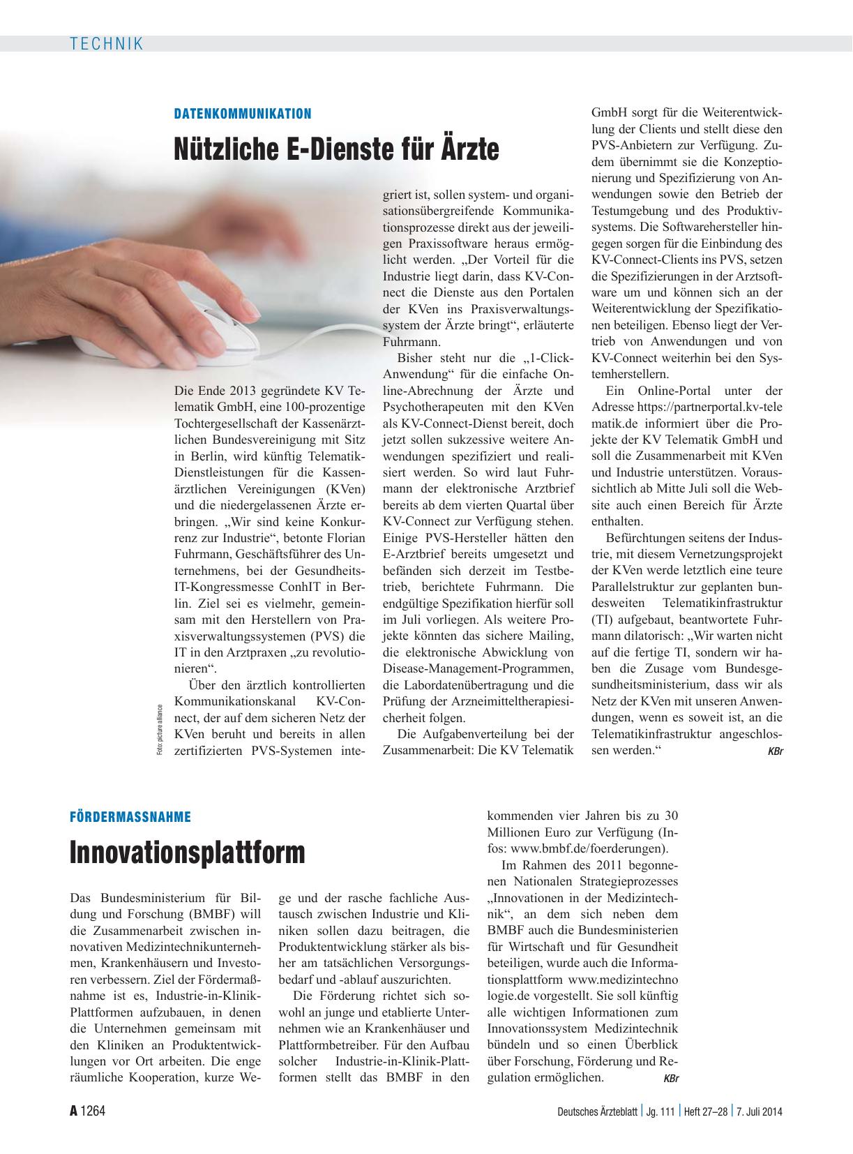 Vorschauseite 1: Datenkommunikation: Nützliche E-Dienste für Ärzte