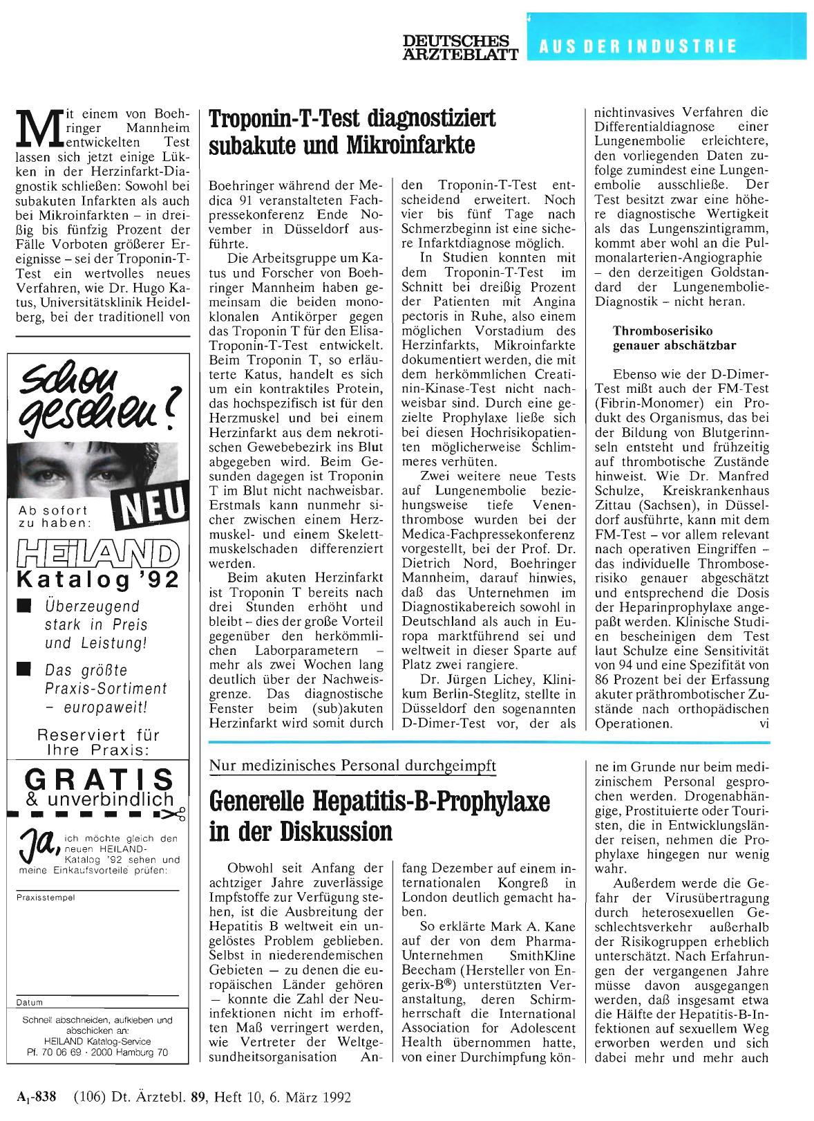 Vorschauseite 1: Troponin-T-Test diagnostiziert subakute und Mikroinfarkte
