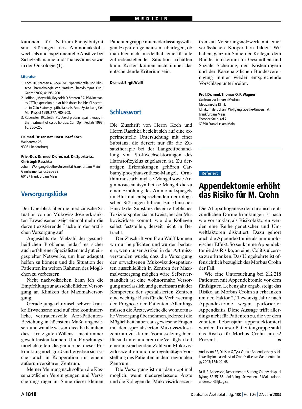 Vorschauseite 1: Appendektomie erhöht das Risiko für M. Crohn