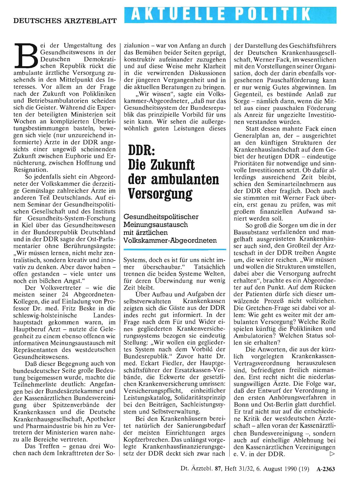 Vorschauseite 1: DDR: Die Zukunft der ambulanten Versorgung
