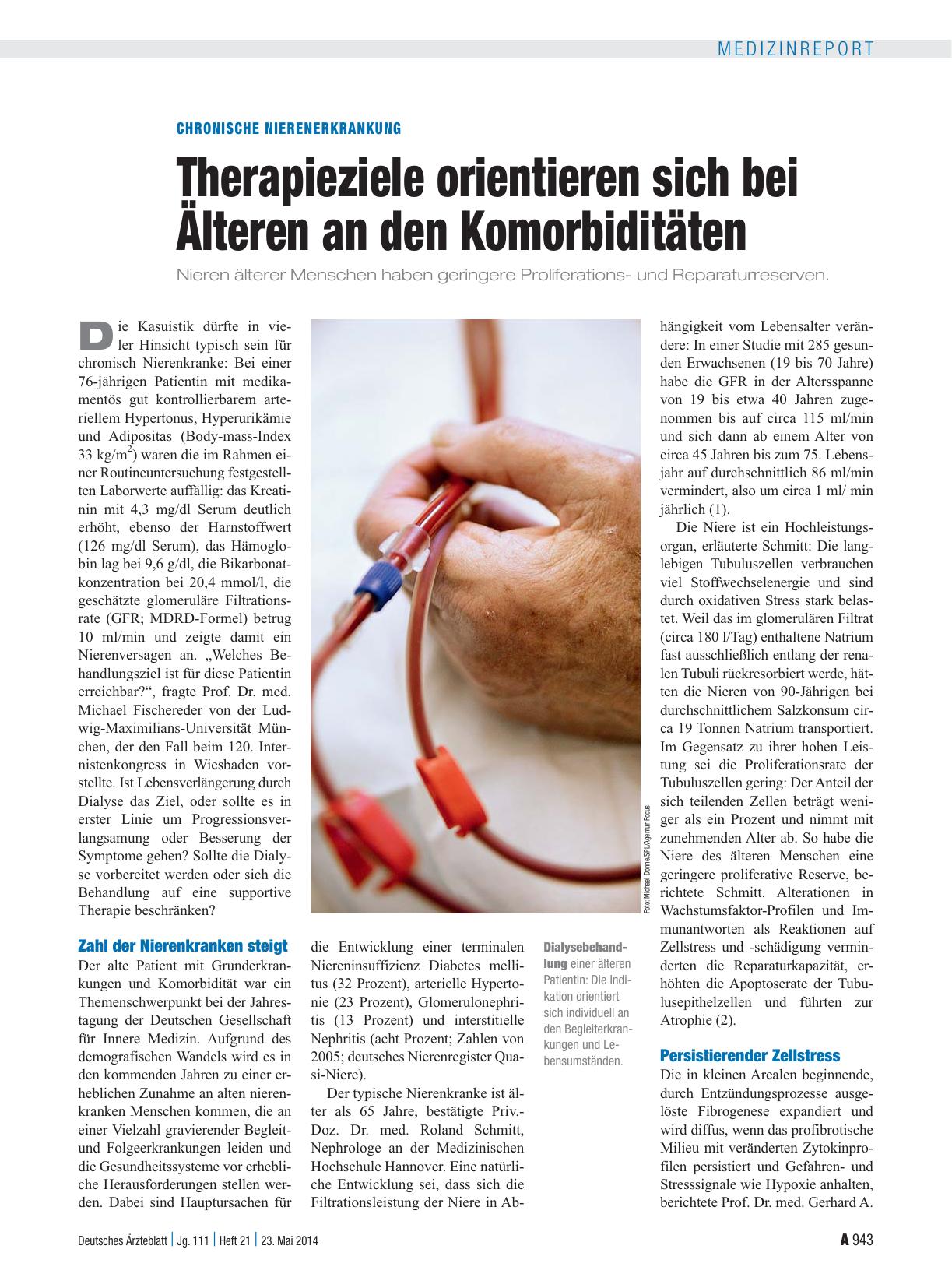Vorschauseite 1: Chronische Nierenerkrankung: Therapieziele orientieren sich bei Älteren an den Komorbiditäten