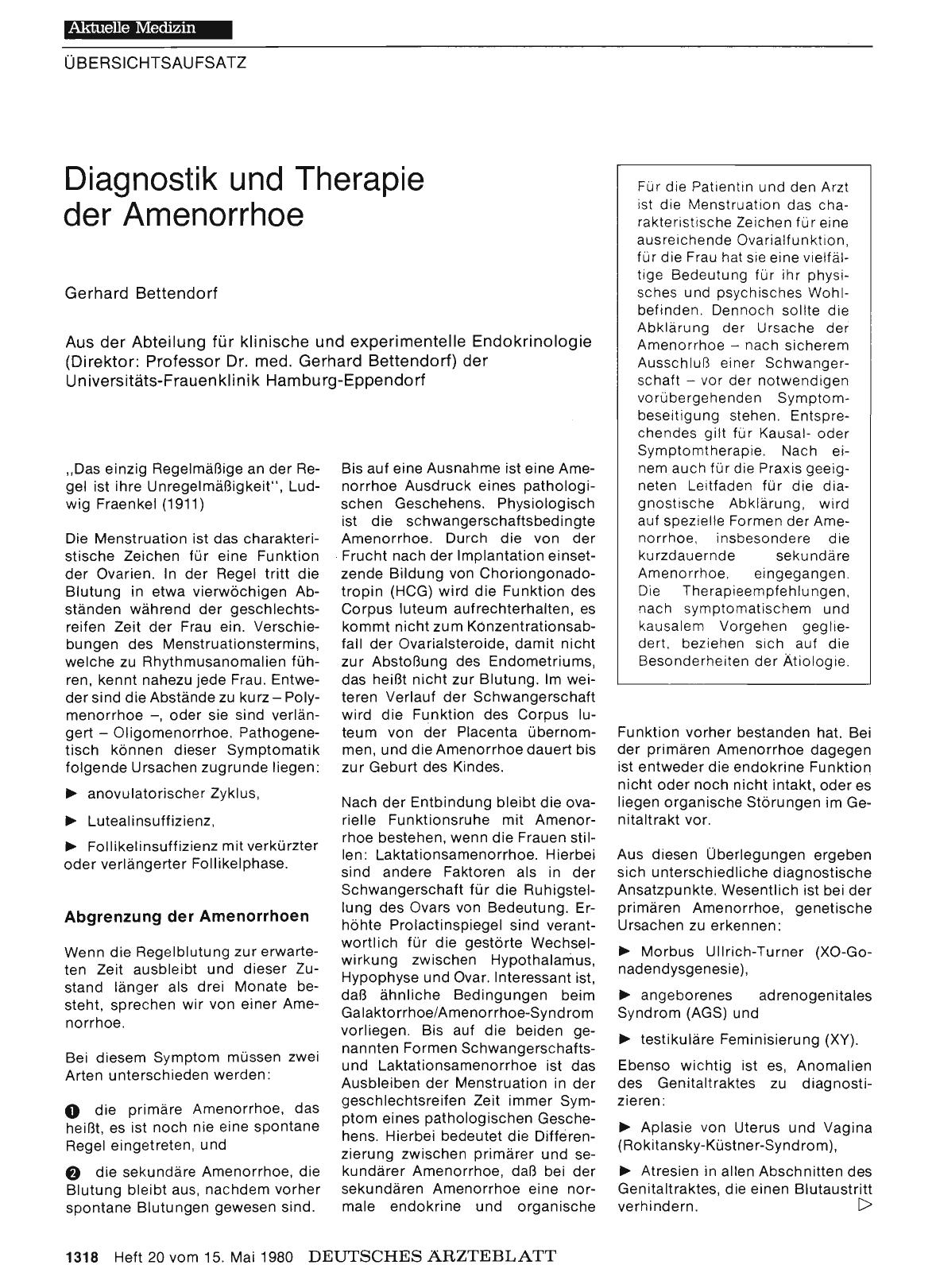 Vorschauseite 1: Diagnostik und Therapie der Amenorrhoe
