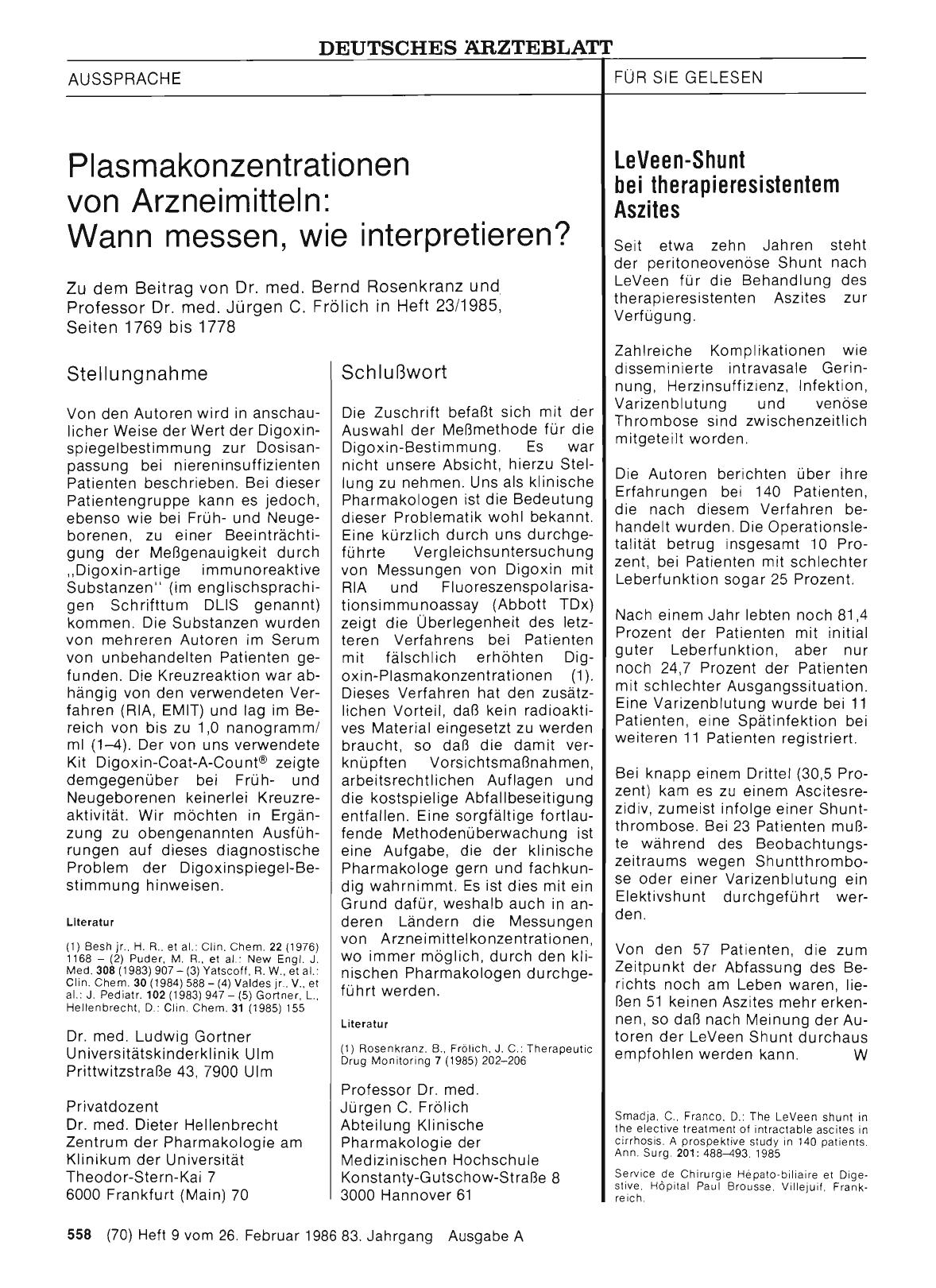 Vorschauseite 1: LeVeen-Shunt bei therapieresistentem Aszites