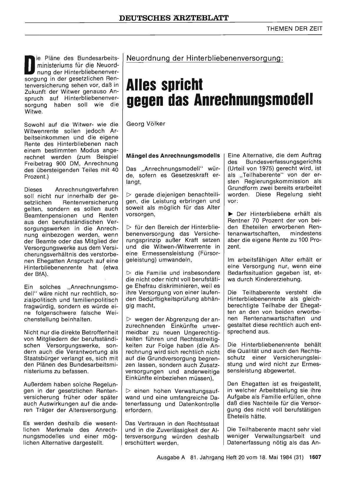 Vorschauseite 1: Alles spricht gegen das Anrechnungsmodell