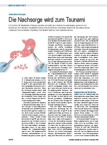 Vorschauseite 1: Adipositas-Chirurgie: Die Nachsorge wird zum Tsunami