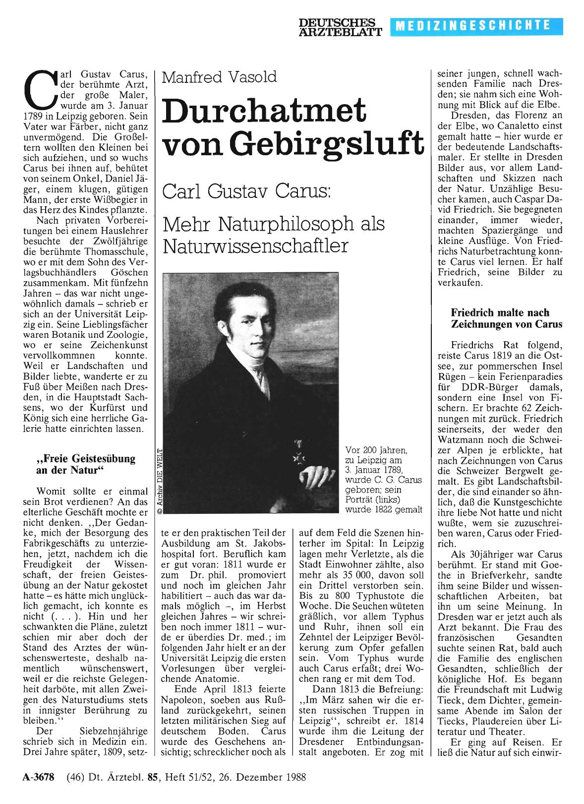 Vorschauseite 1: Durchatmet von Gebirgsluft - Carl Gustav Carus: Mehr Naturphilosoph als Naturwissenschaftler