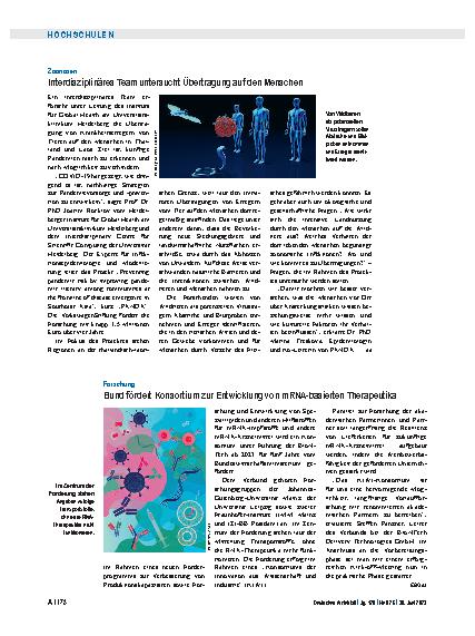 Vorschauseite 1: Forschung: Bund fördert Konsortium zur Entwicklung von mRNA-basierten Therapeutika