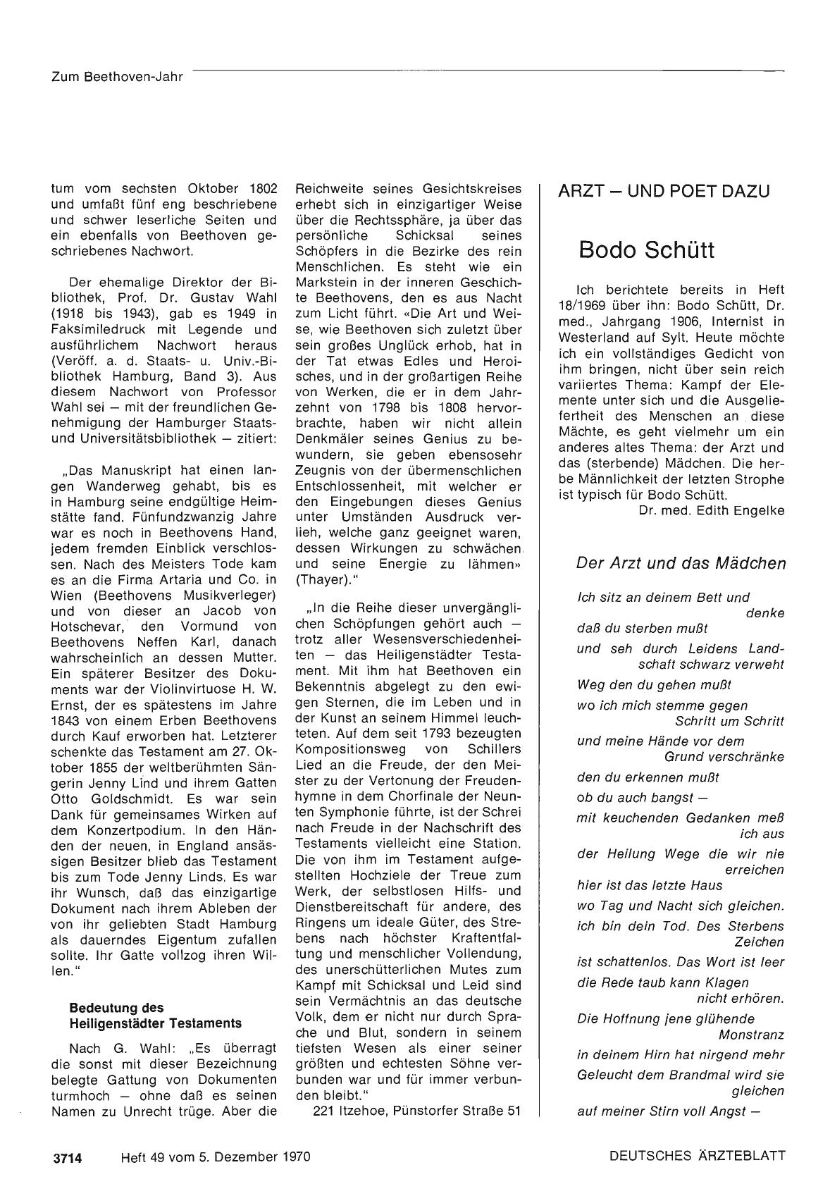 Vorschauseite 1: Arzt — und Poet dazu: Bodo Schütt
