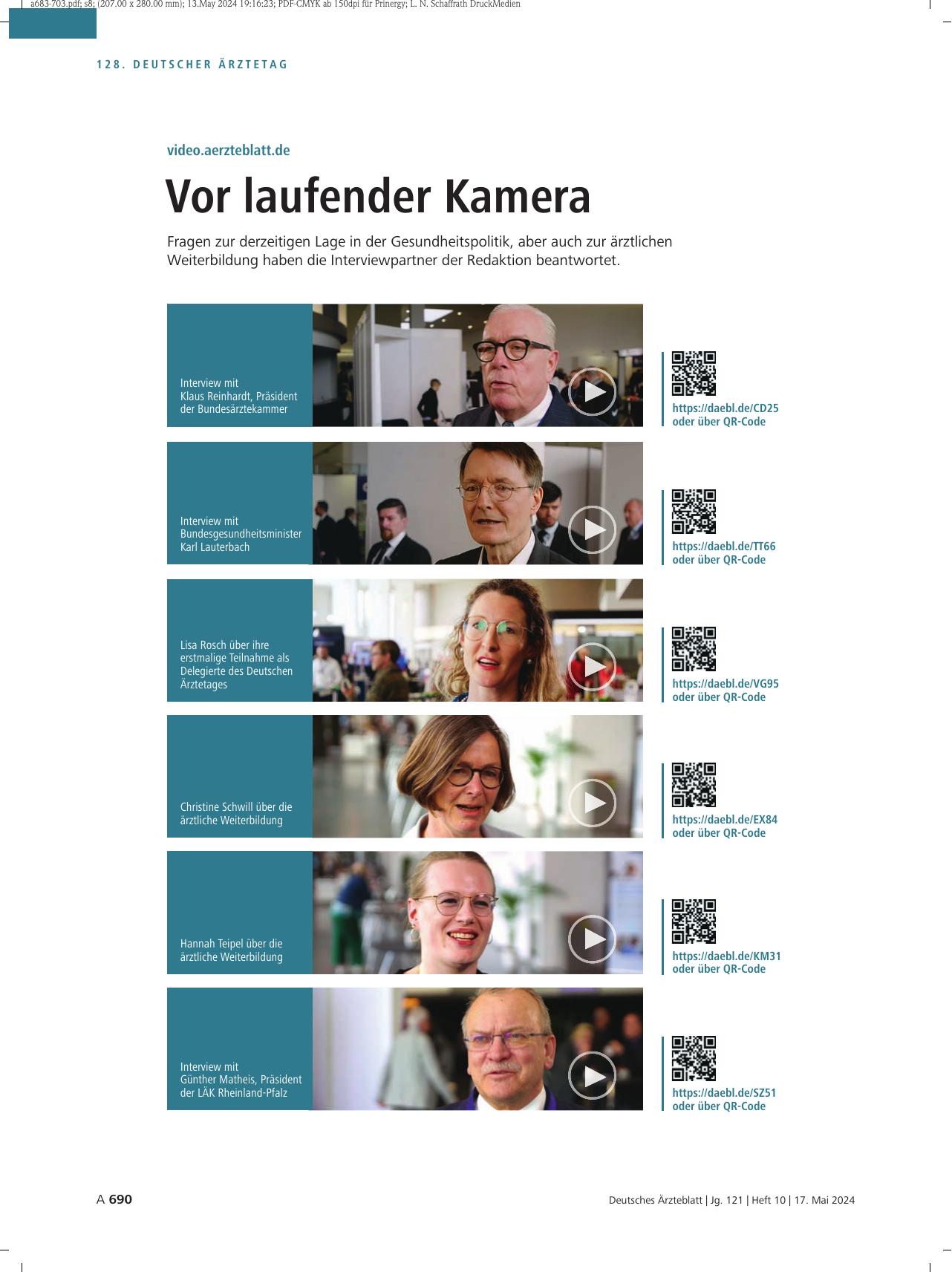 Vorschauseite 1: video.aerzteblatt.de: Vor laufender Kamera
