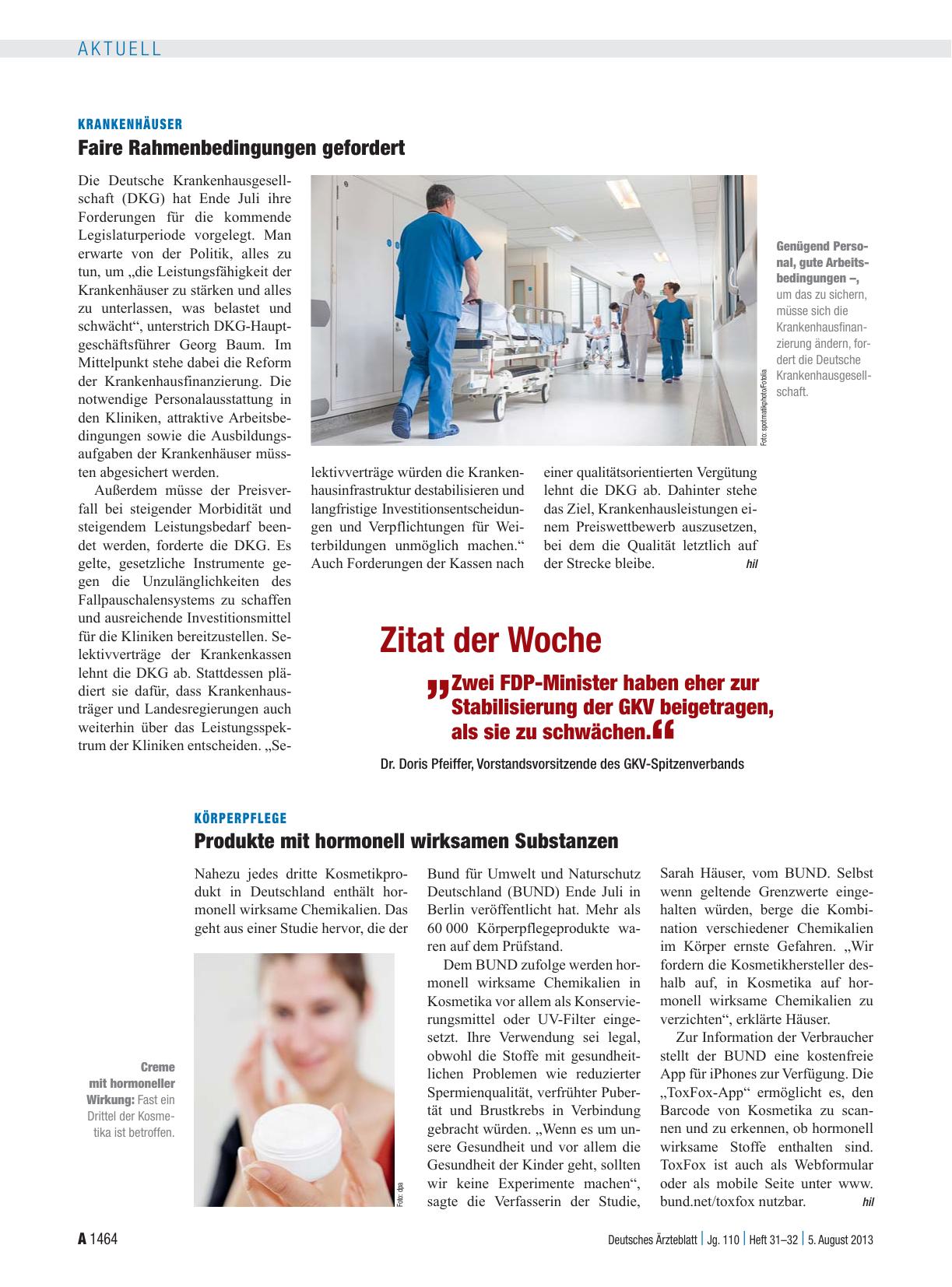 Vorschauseite 1: Krankenhäuser: Faire Rahmenbedingungen gefordert