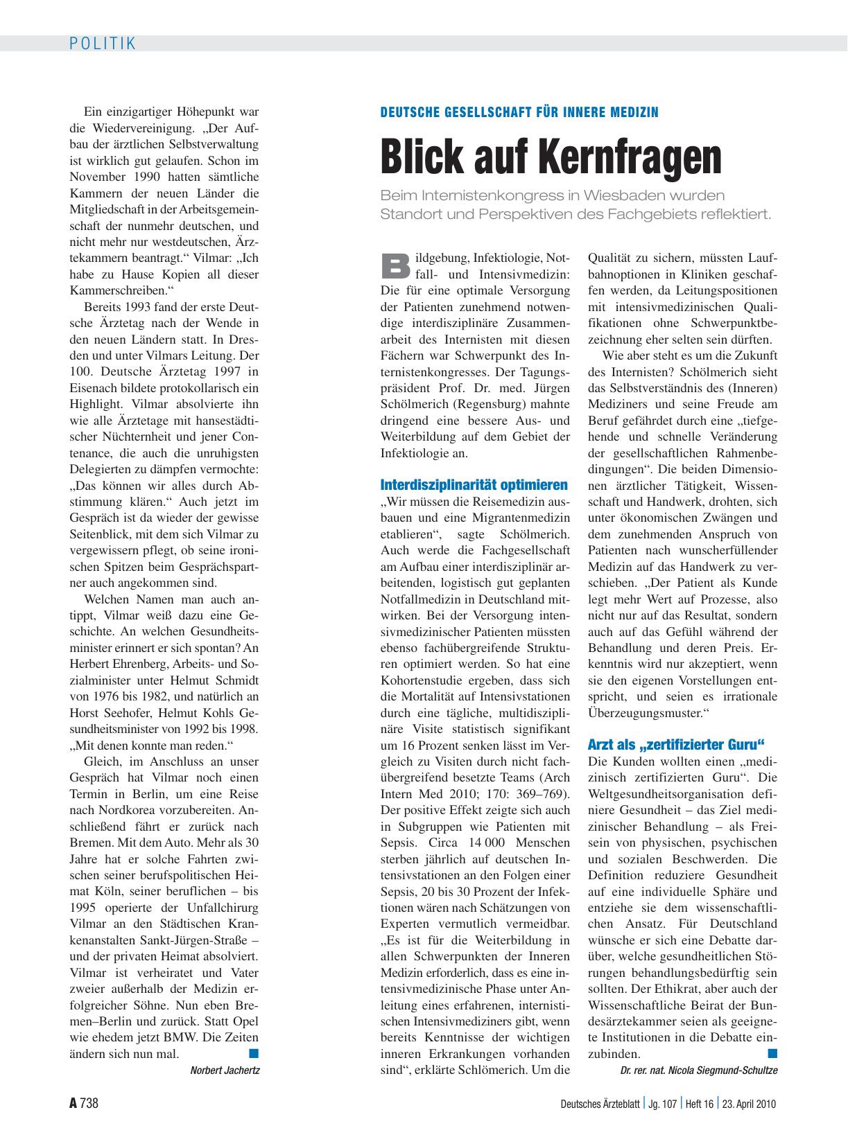 Vorschauseite 1: Deutsche Gesellschaft für Innere Medizin: Blick auf Kernfragen