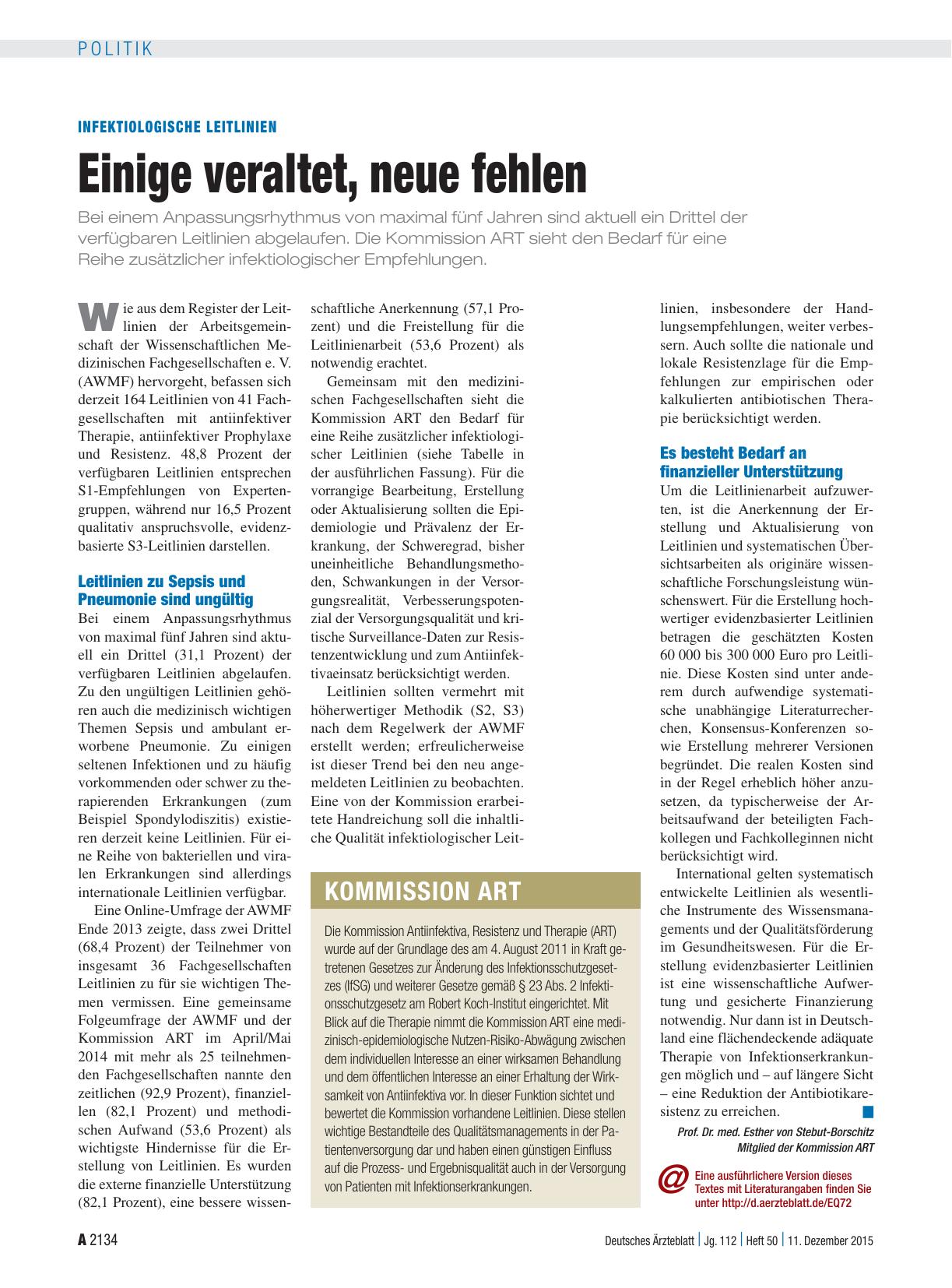 Vorschauseite 1: Infektiologische Leitlinien: Einige veraltet, neue fehlen