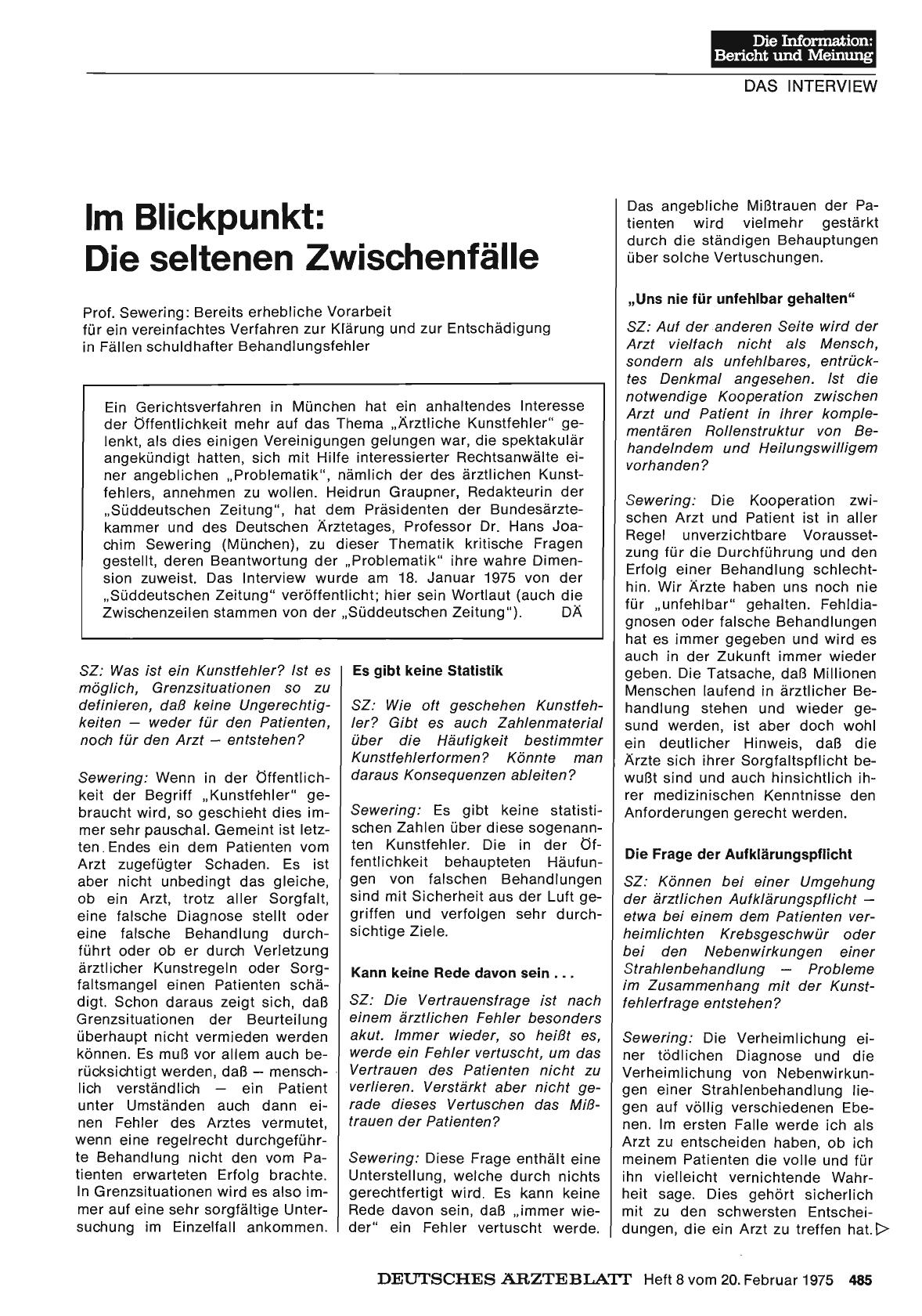 Vorschauseite 1: Im Blickpunkt: Die seltenen Zwischenfälle