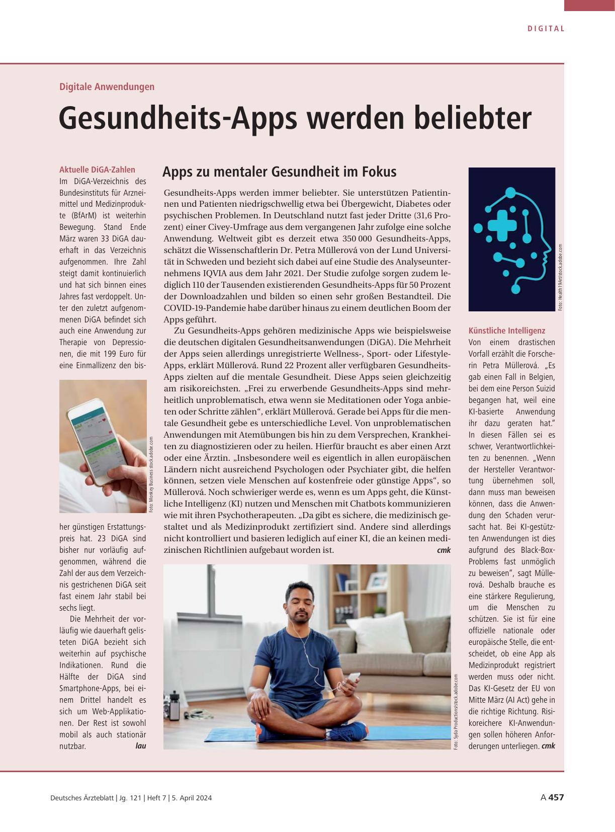 Vorschauseite 1: Digitale Anwendungen: Gesundheits-Apps werden beliebter