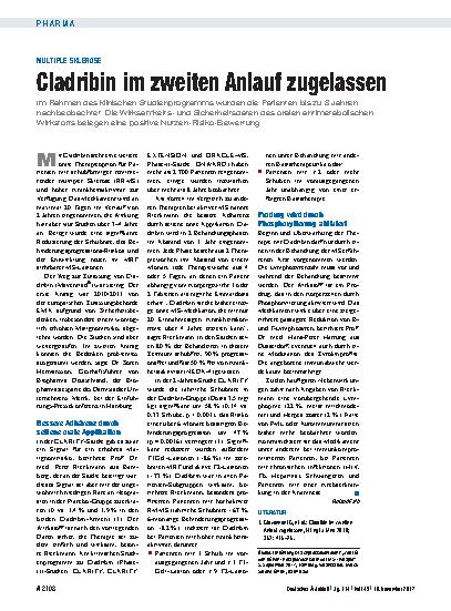 Vorschauseite 1: Multiple Sklerose: Cladribin im zweiten Anlauf zugelassen