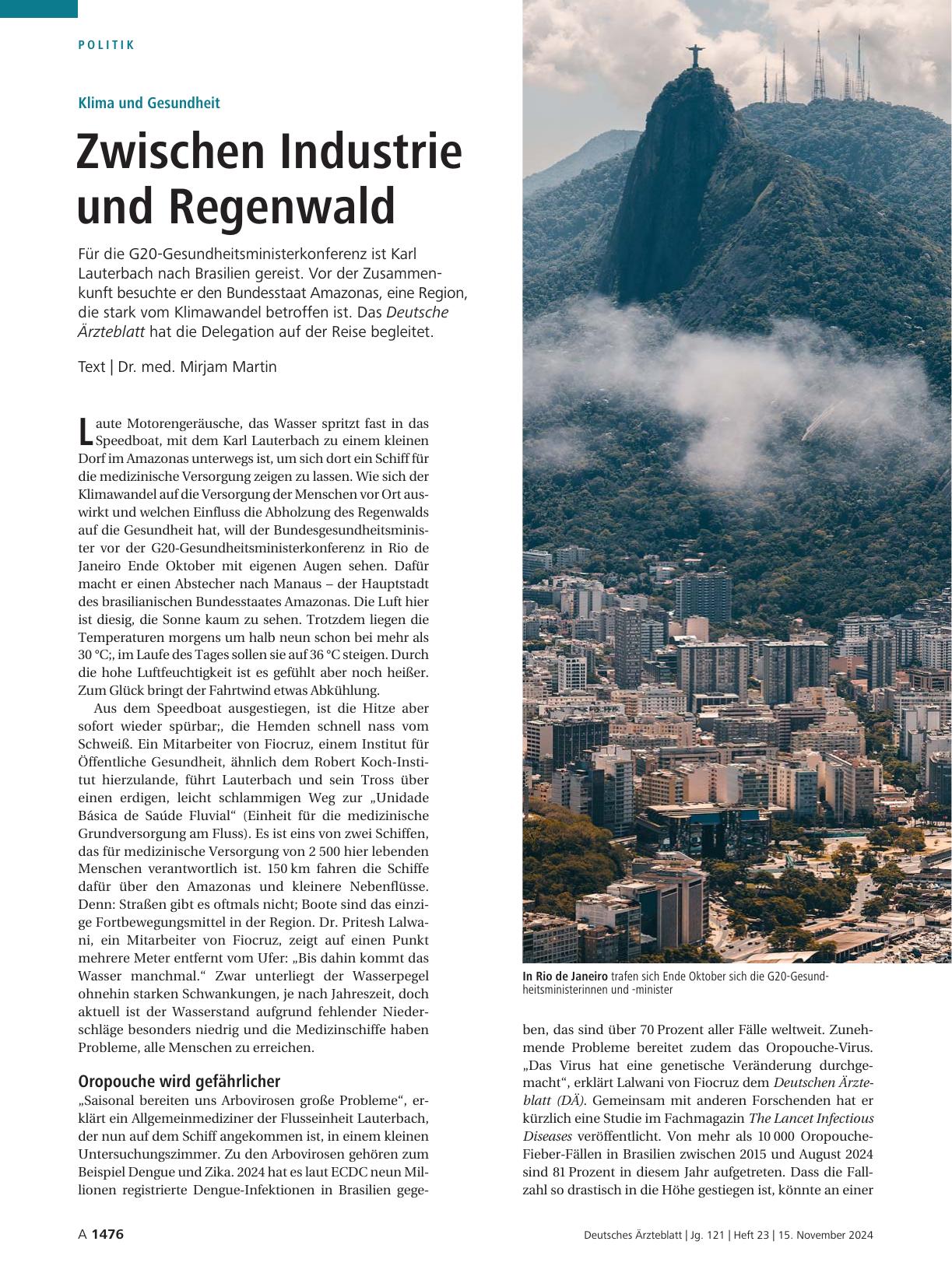 Vorschauseite 1: Klima und Gesundheit: Zwischen Industrie und Regenwald