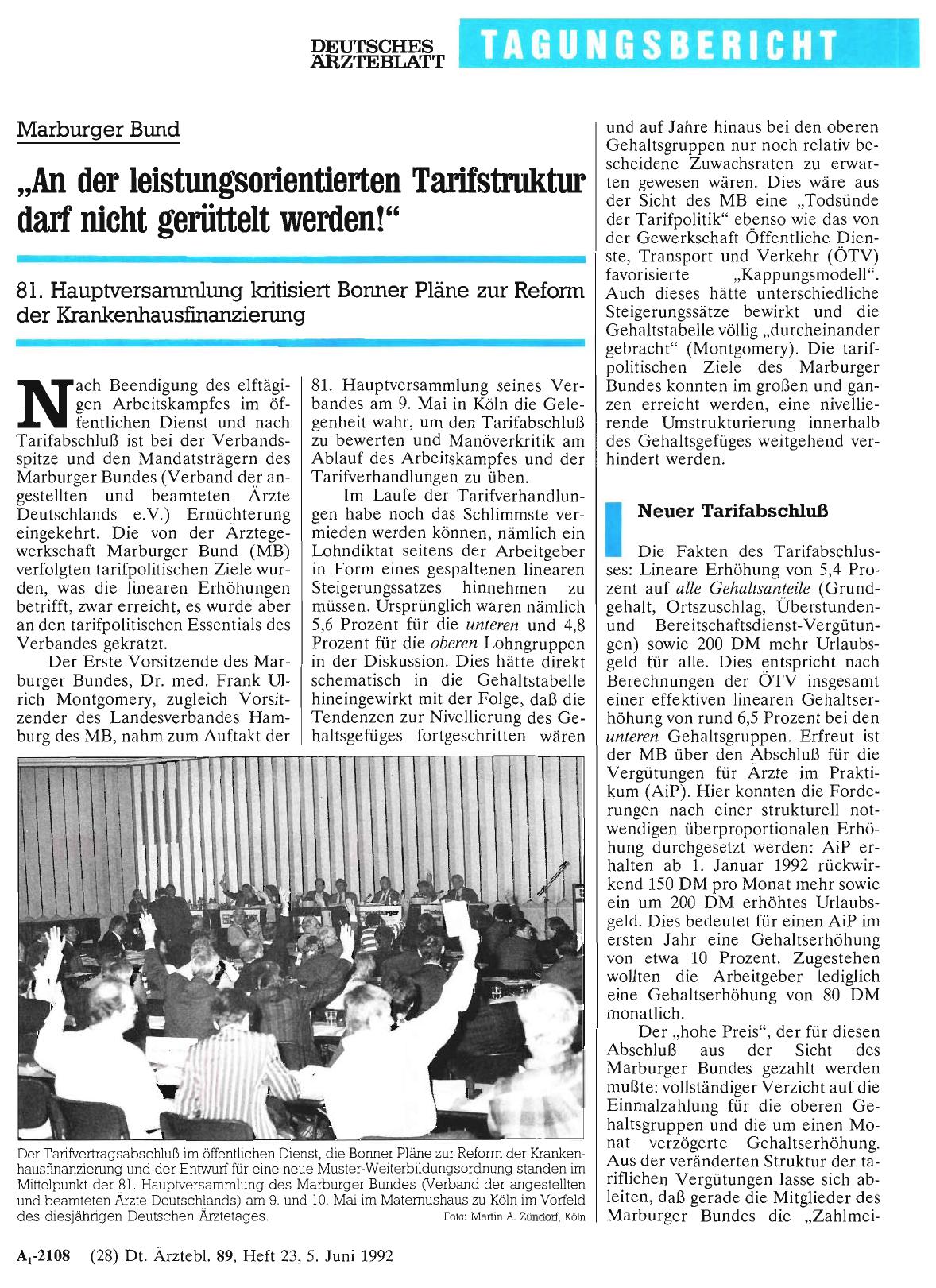 Vorschauseite 1: Marburger Bund „An der leistungsorientierten Tarifstruktur darf nicht gerüttelt werden! “