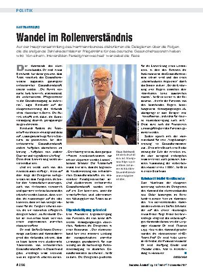 Vorschauseite 1: Hartmannbund: Wandel im Rollenverständnis