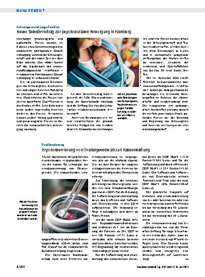 Vorschauseite 1: Familienplanung: Kryokonservierung von Ovarialgewebe ab Juli Kassenleistung